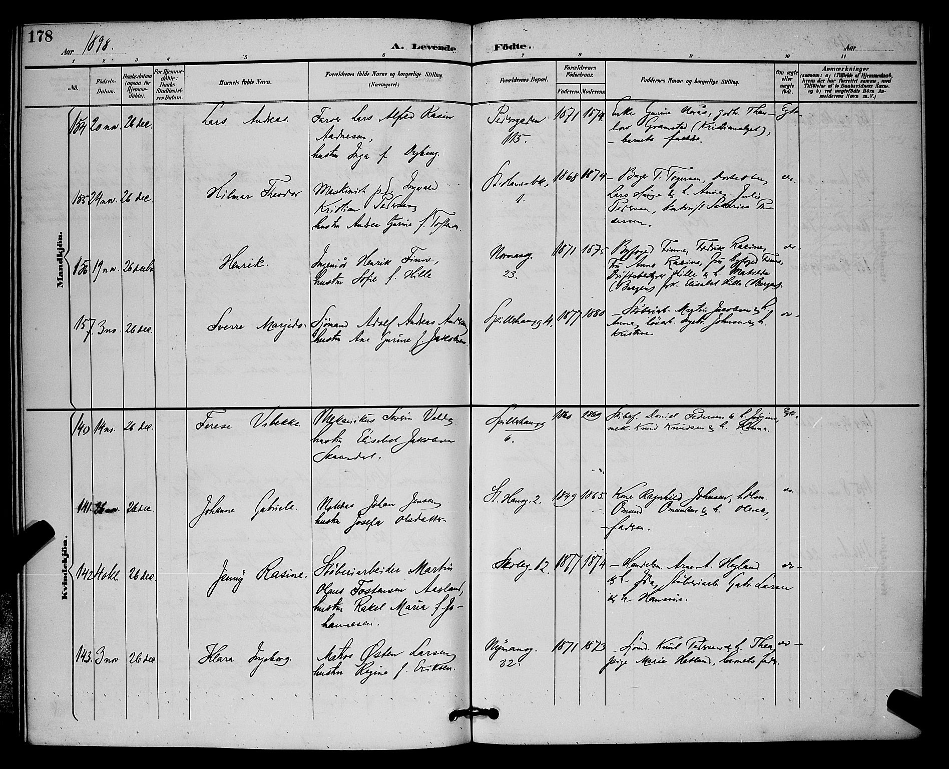 St. Johannes sokneprestkontor, AV/SAST-A-101814/001/30/30BB/L0003: Parish register (copy) no. B 3, 1893-1900, p. 178