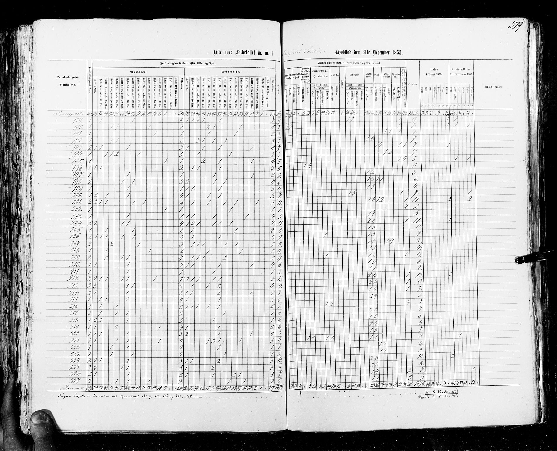 RA, Census 1855, vol. 7: Fredrikshald-Kragerø, 1855, p. 379