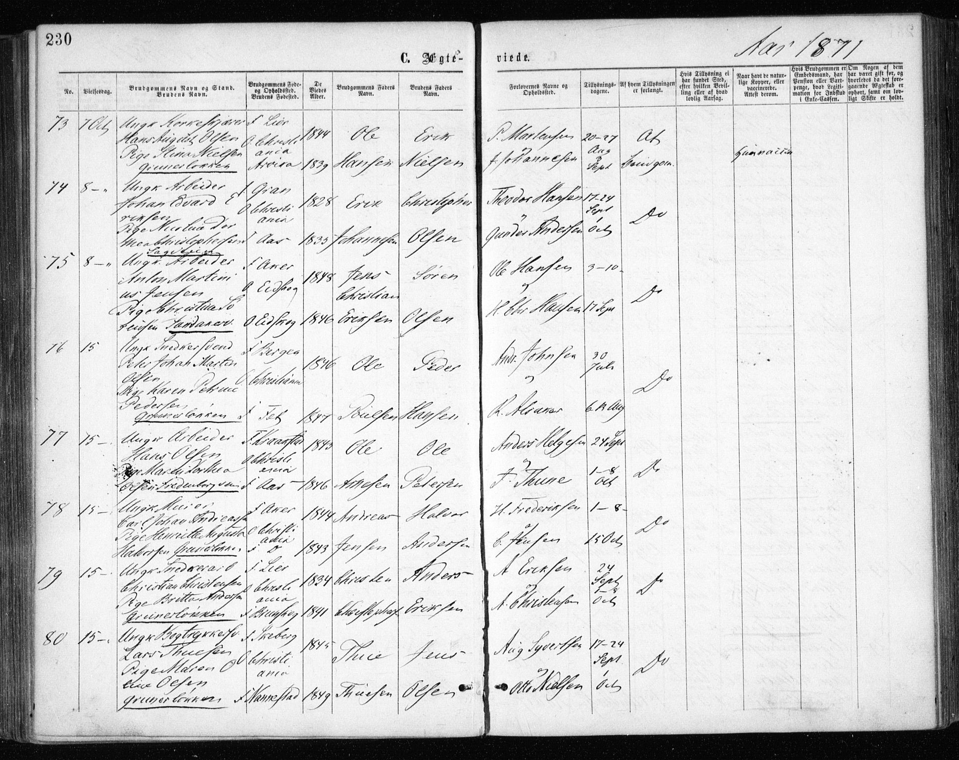 Gamle Aker prestekontor Kirkebøker, AV/SAO-A-10617a/F/L0003: Parish register (official) no. 3, 1865-1873, p. 230