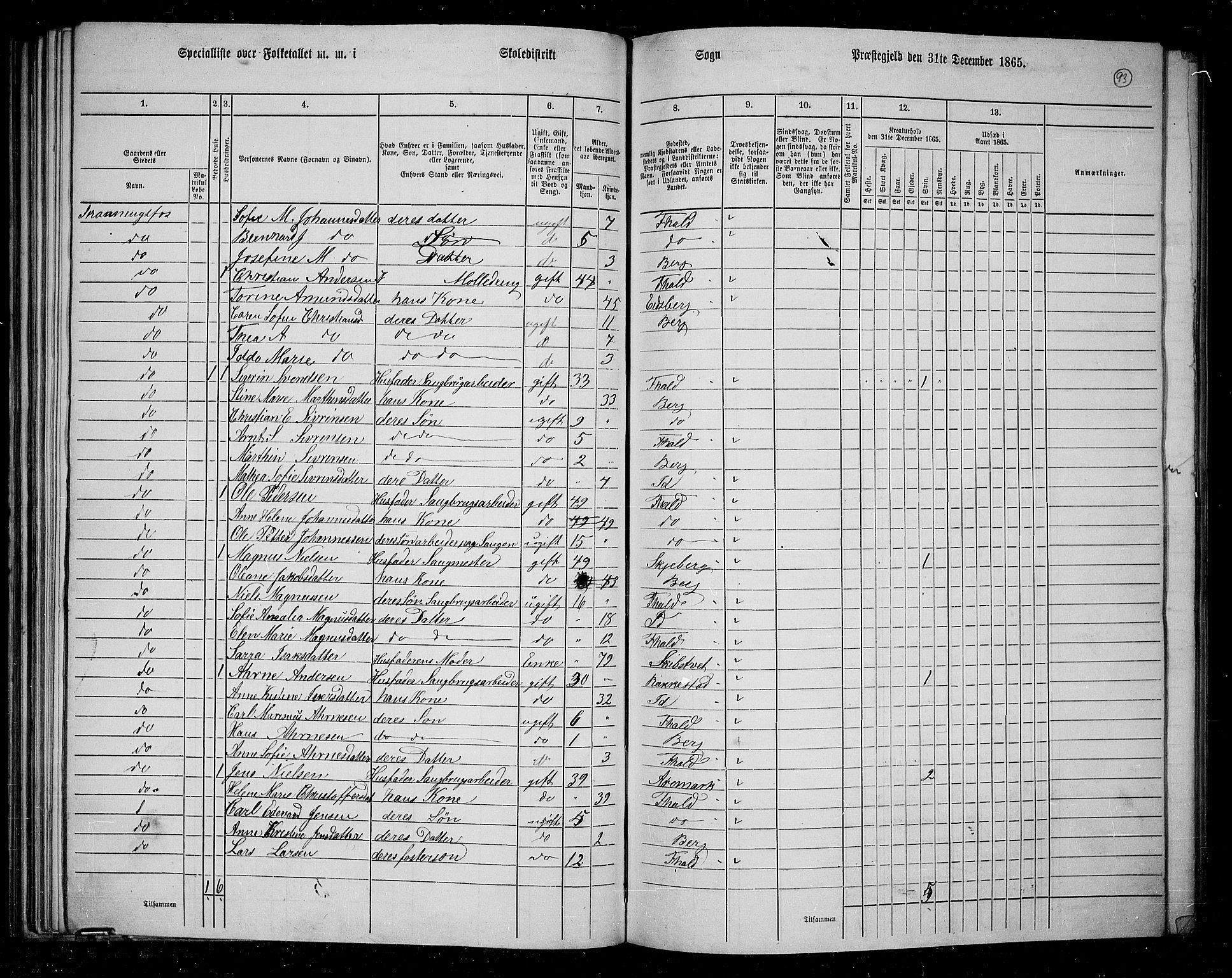 RA, 1865 census for Berg, 1865, p. 82