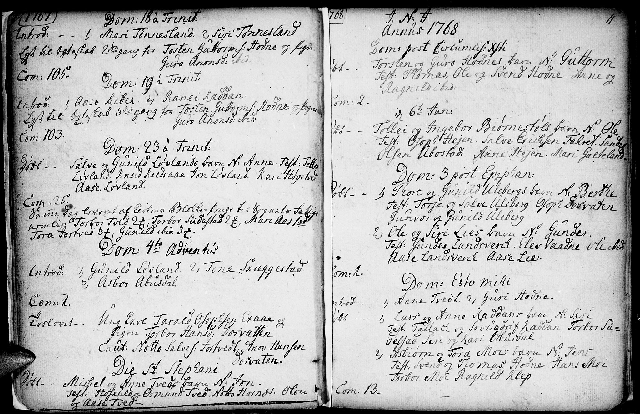 Evje sokneprestkontor, AV/SAK-1111-0008/F/Fa/Fab/L0002: Parish register (official) no. A 2, 1765-1816, p. 11