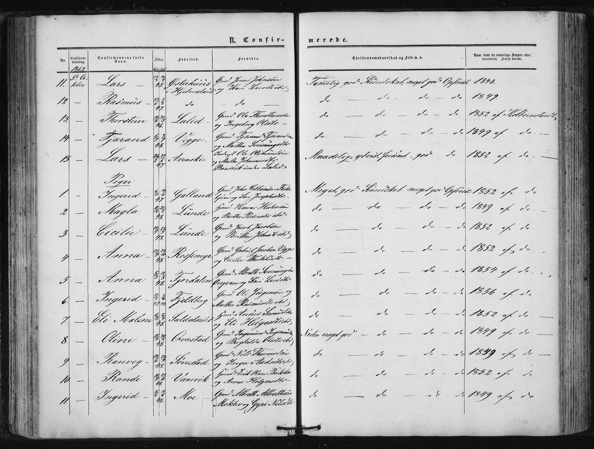 Suldal sokneprestkontor, AV/SAST-A-101845/01/IV/L0009: Parish register (official) no. A 9, 1854-1868