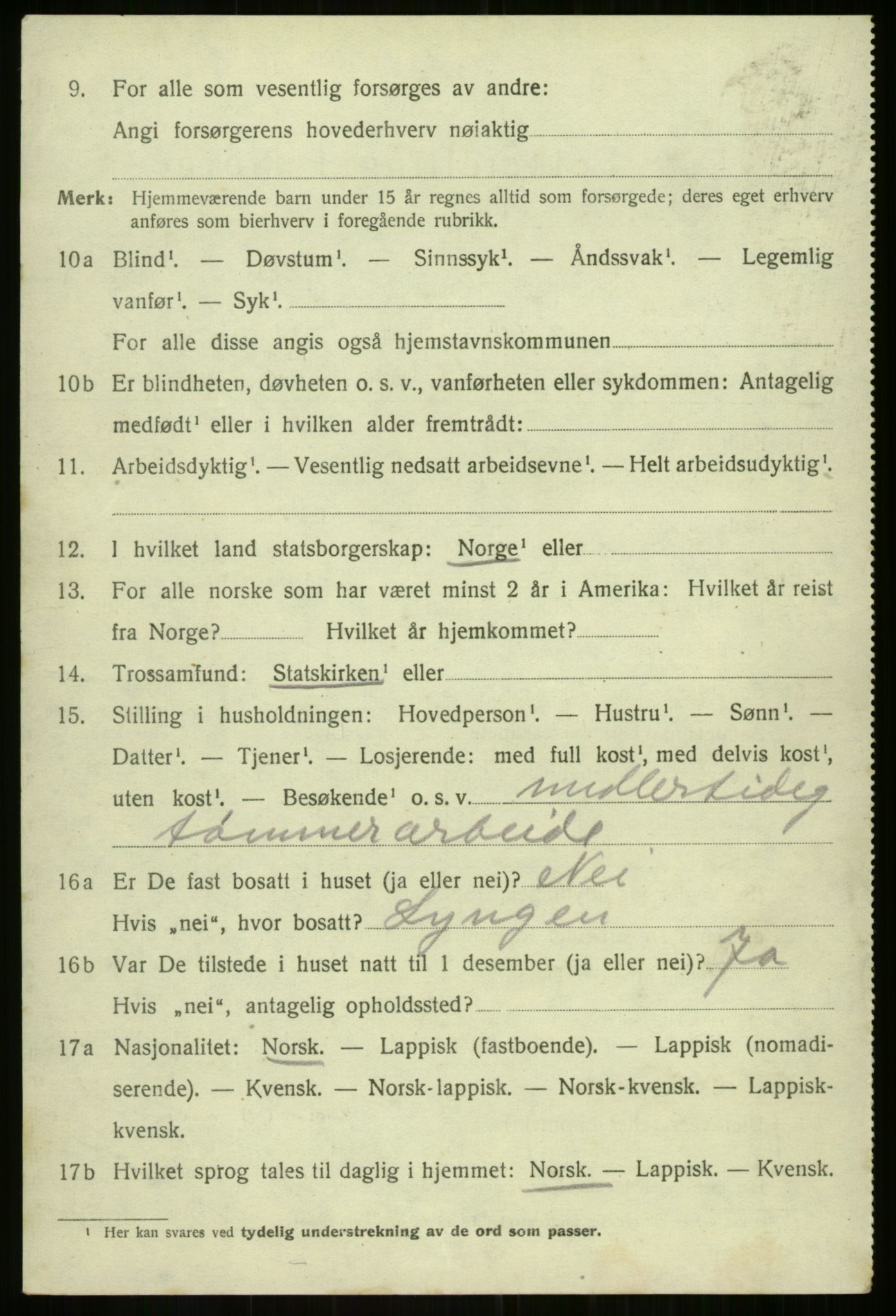 SATØ, 1920 census for Balsfjord, 1920, p. 3813