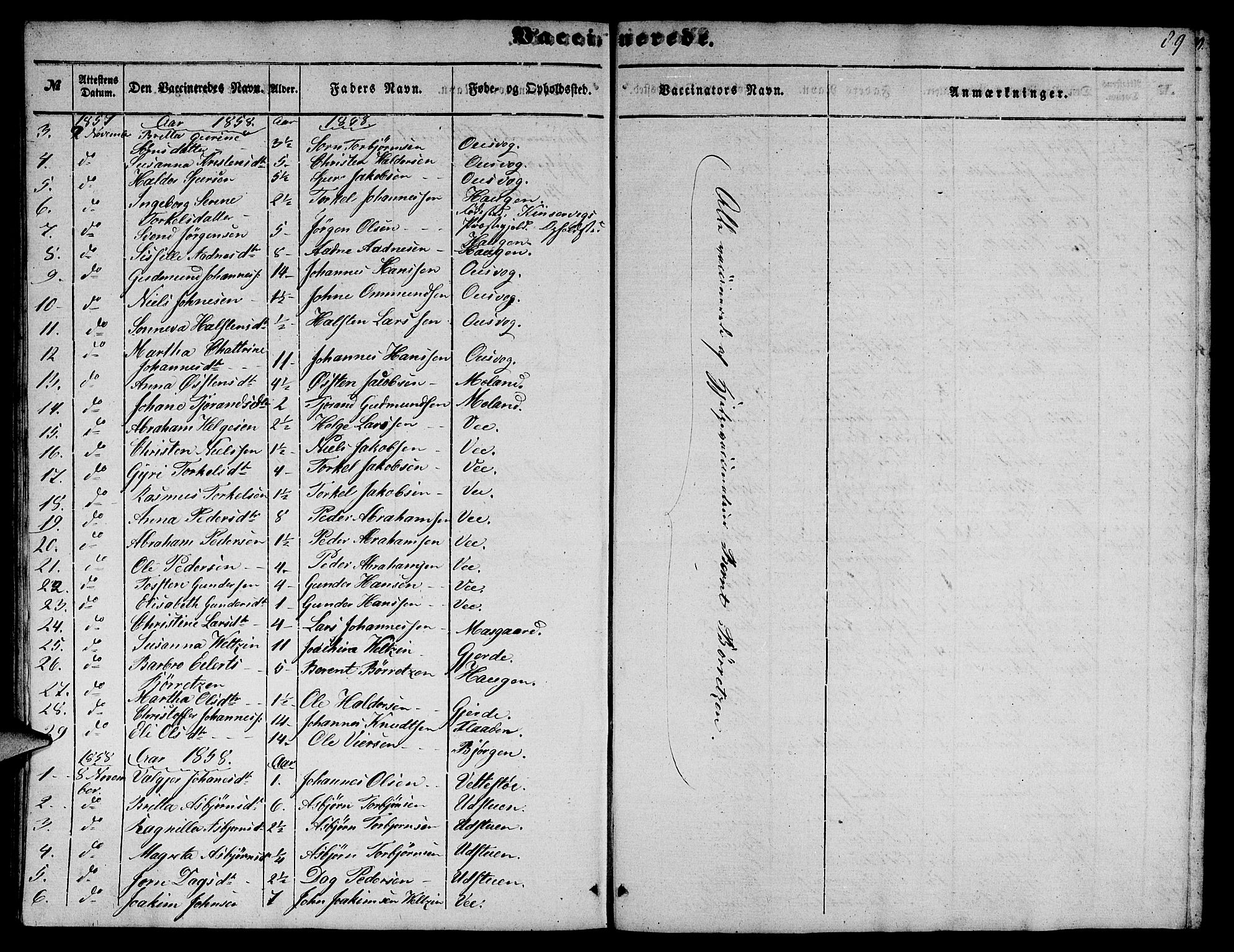 Etne sokneprestembete, SAB/A-75001/H/Hab: Parish register (copy) no. B 2, 1851-1866, p. 89