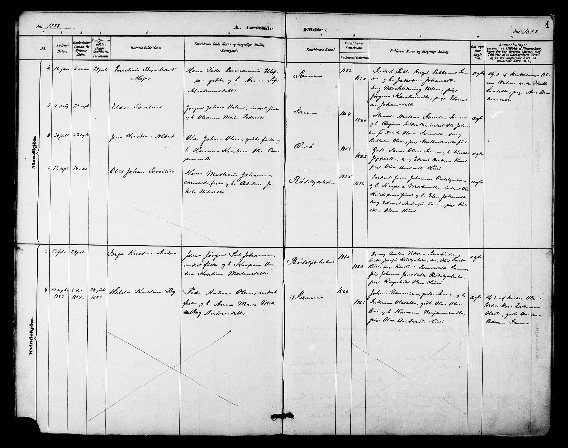 Ministerialprotokoller, klokkerbøker og fødselsregistre - Nordland, AV/SAT-A-1459/840/L0580: Parish register (official) no. 840A02, 1887-1909, p. 4