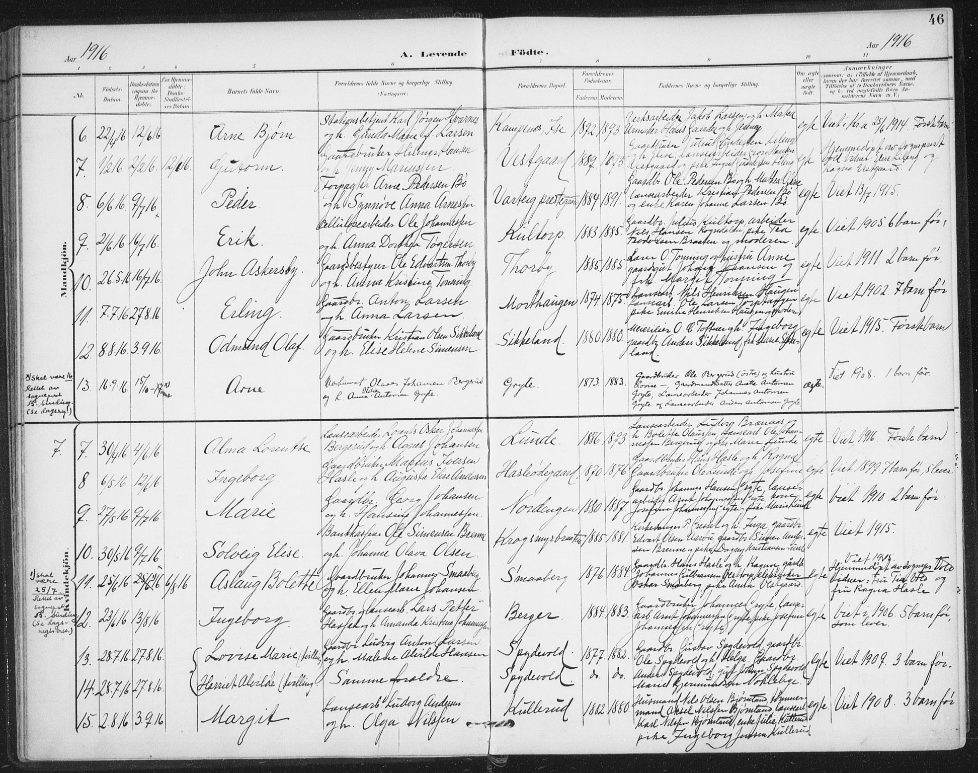 Varteig prestekontor Kirkebøker, AV/SAO-A-10447a/F/Fa/L0003: Parish register (official) no. 3, 1899-1919, p. 46