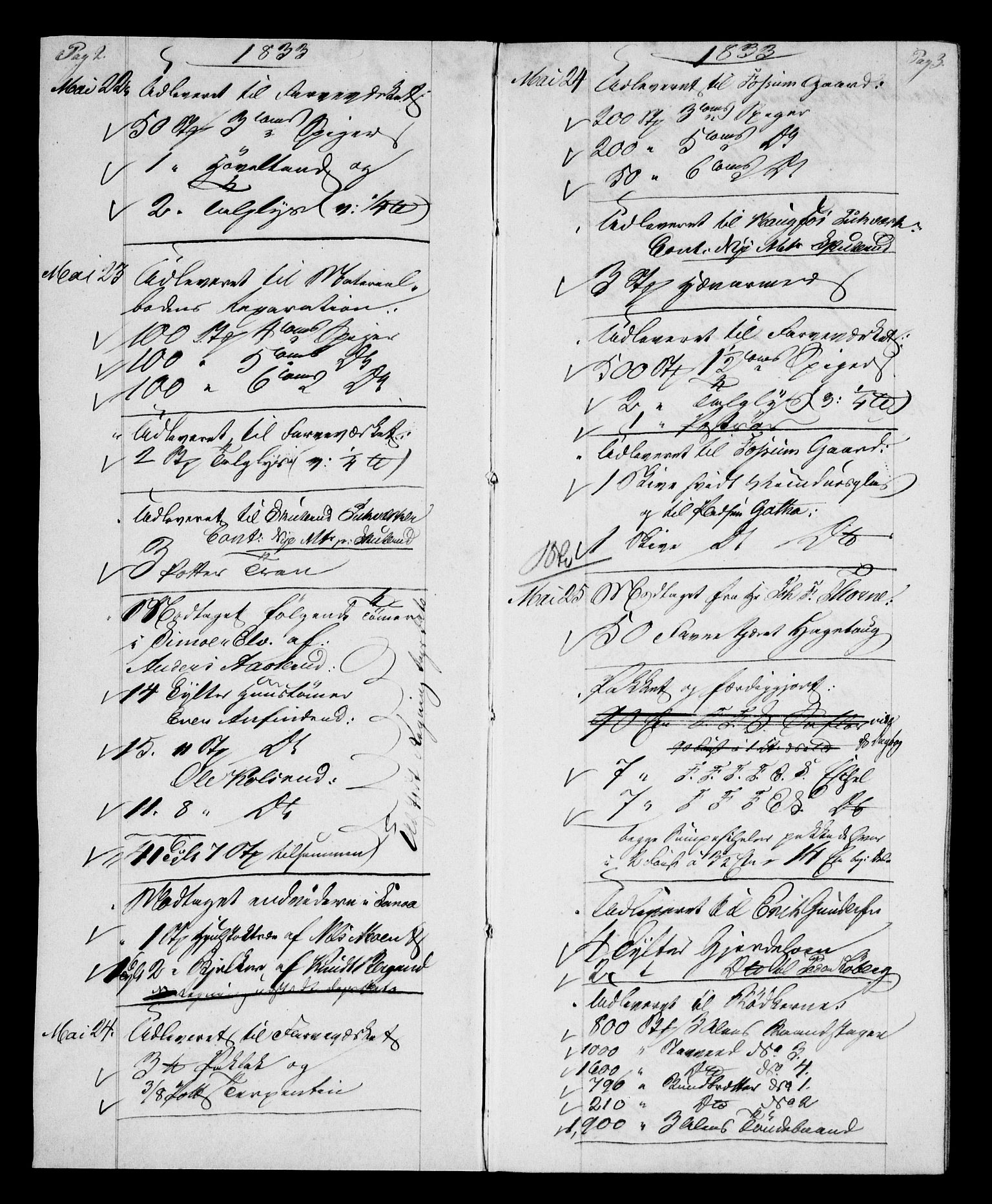 Modums Blaafarveværk, RA/PA-0157/G/Gd/Gdb/L0200: Annotations Bog, Dagbok over inn- og utgående materiale, 1833-1836, p. 3