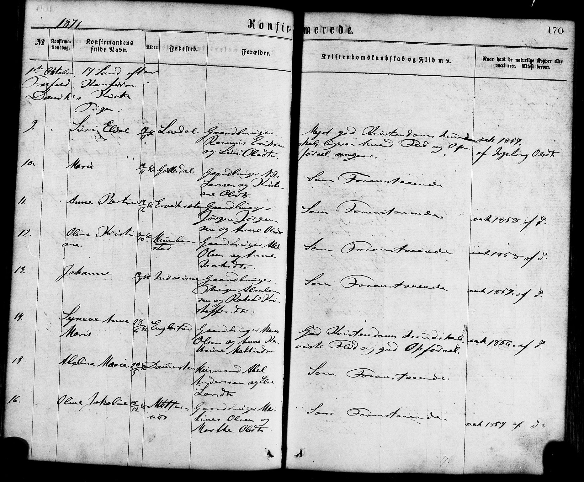 Davik sokneprestembete, AV/SAB-A-79701/H/Haa/Haaa/L0006: Parish register (official) no. A 6, 1867-1881, p. 170