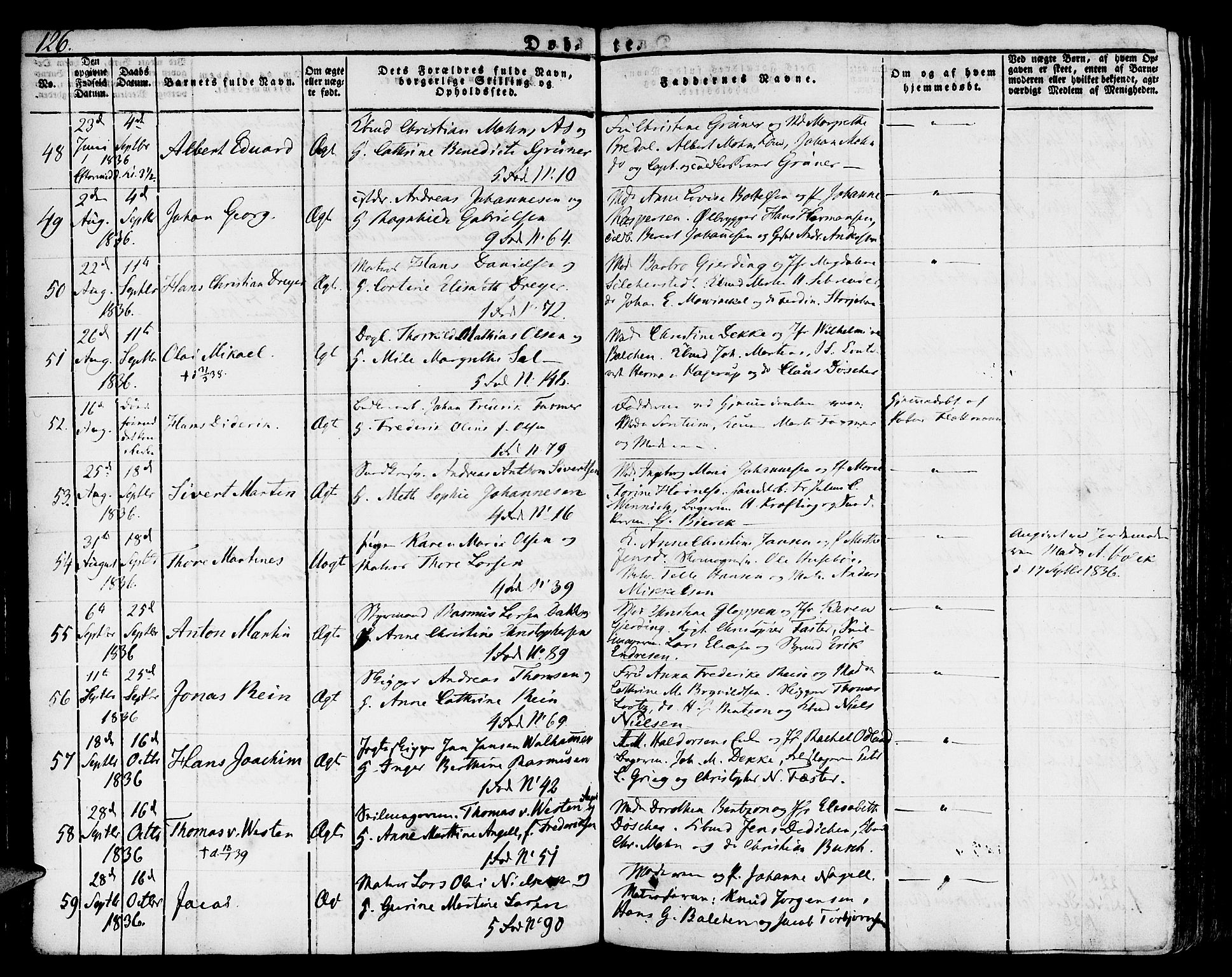 Nykirken Sokneprestembete, SAB/A-77101/H/Hab: Parish register (copy) no. A 5I, 1821-1841, p. 126