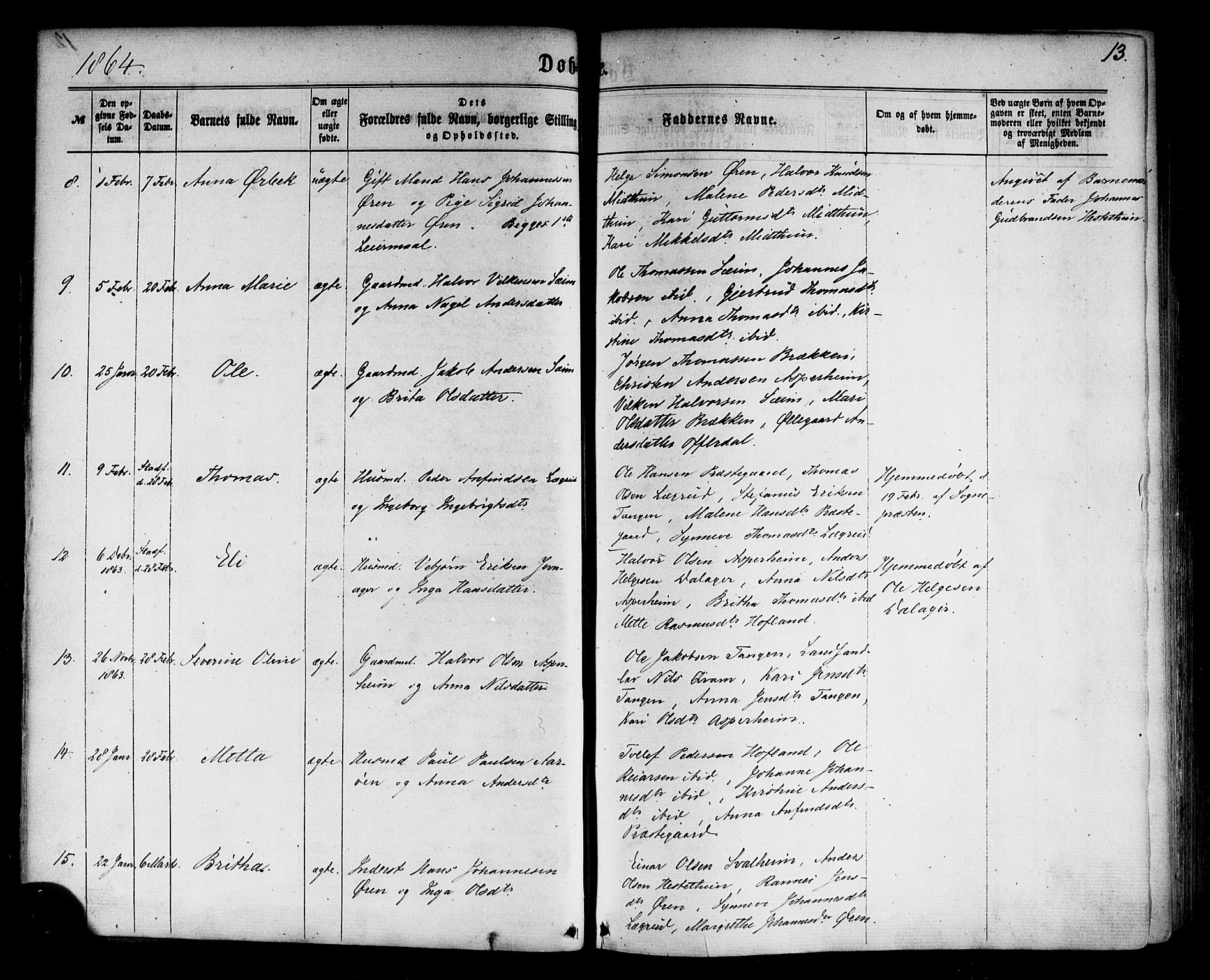 Årdal sokneprestembete, SAB/A-81701: Parish register (official) no. A 3, 1863-1886, p. 13