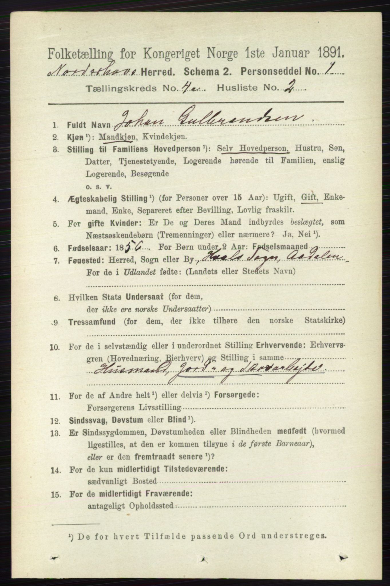 RA, 1891 census for 0613 Norderhov, 1891, p. 1723