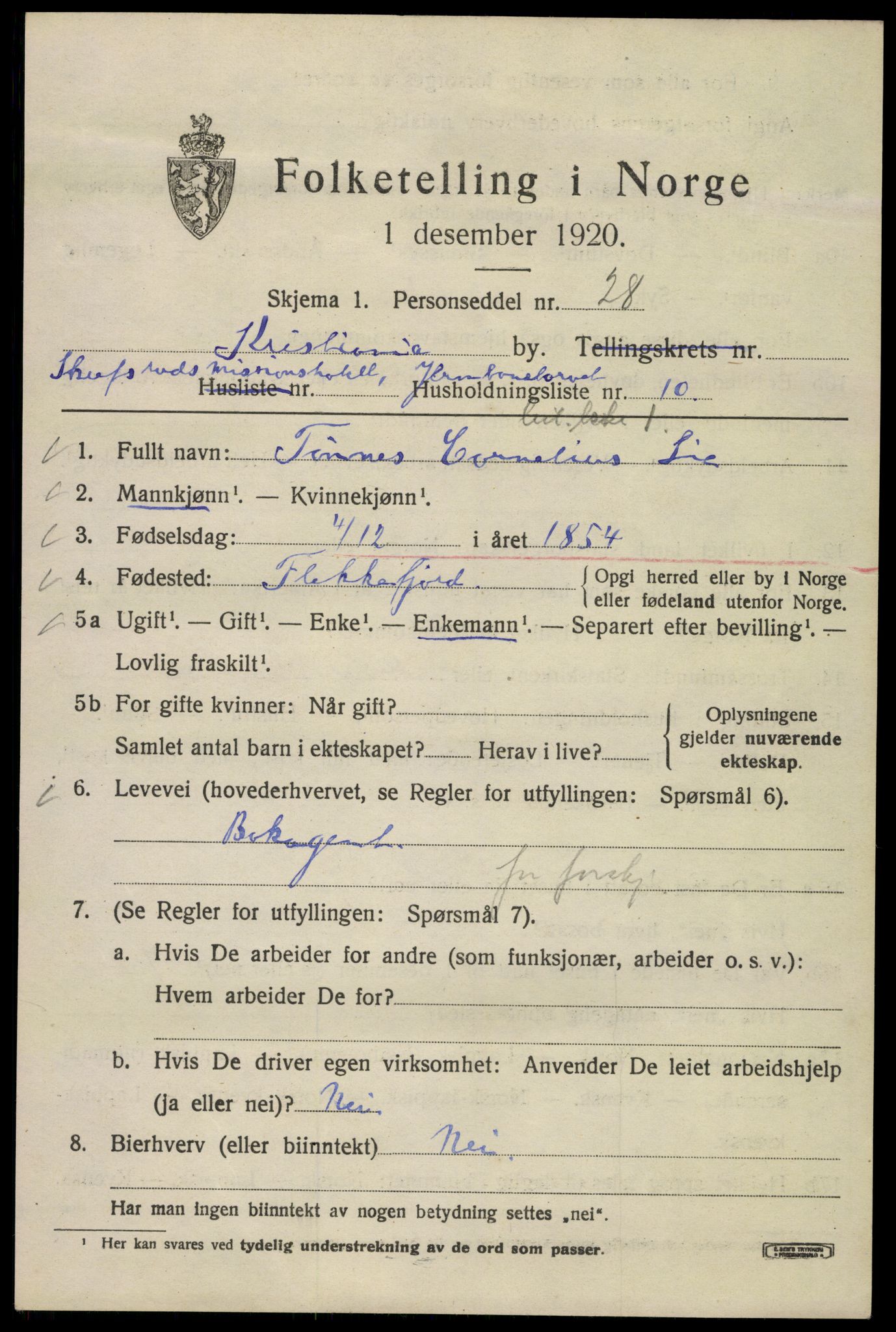 SAO, 1920 census for Kristiania, 1920, p. 323315