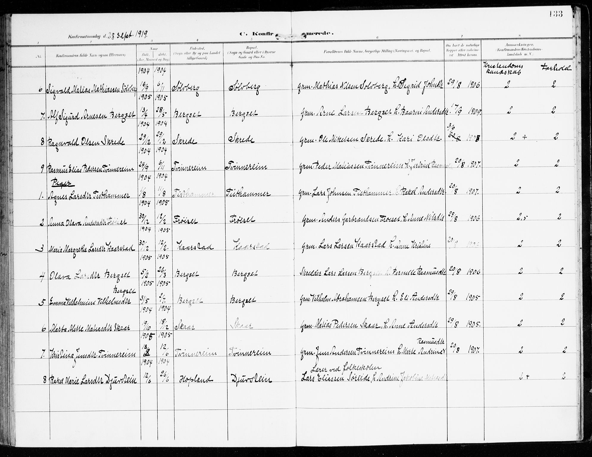 Innvik sokneprestembete, AV/SAB-A-80501: Parish register (official) no. D 2, 1900-1921, p. 133