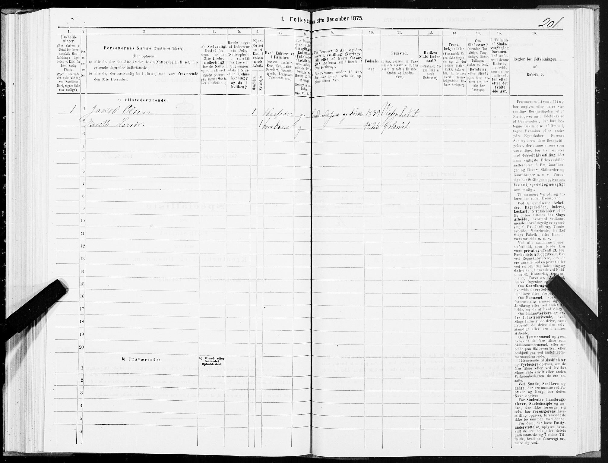 SAT, 1875 census for 1751P Nærøy, 1875, p. 3201