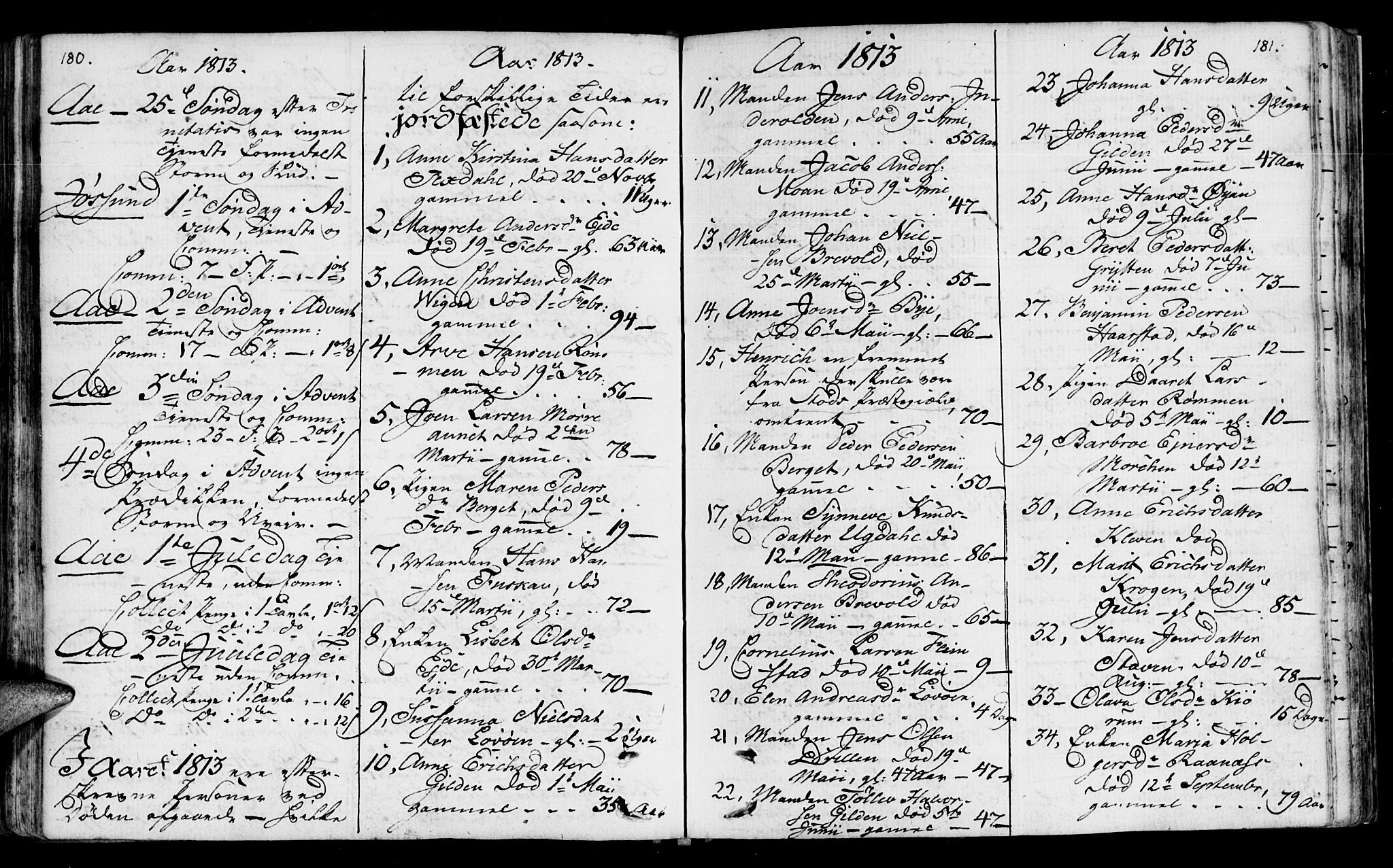 Ministerialprotokoller, klokkerbøker og fødselsregistre - Sør-Trøndelag, AV/SAT-A-1456/655/L0674: Parish register (official) no. 655A03, 1802-1826, p. 180-181