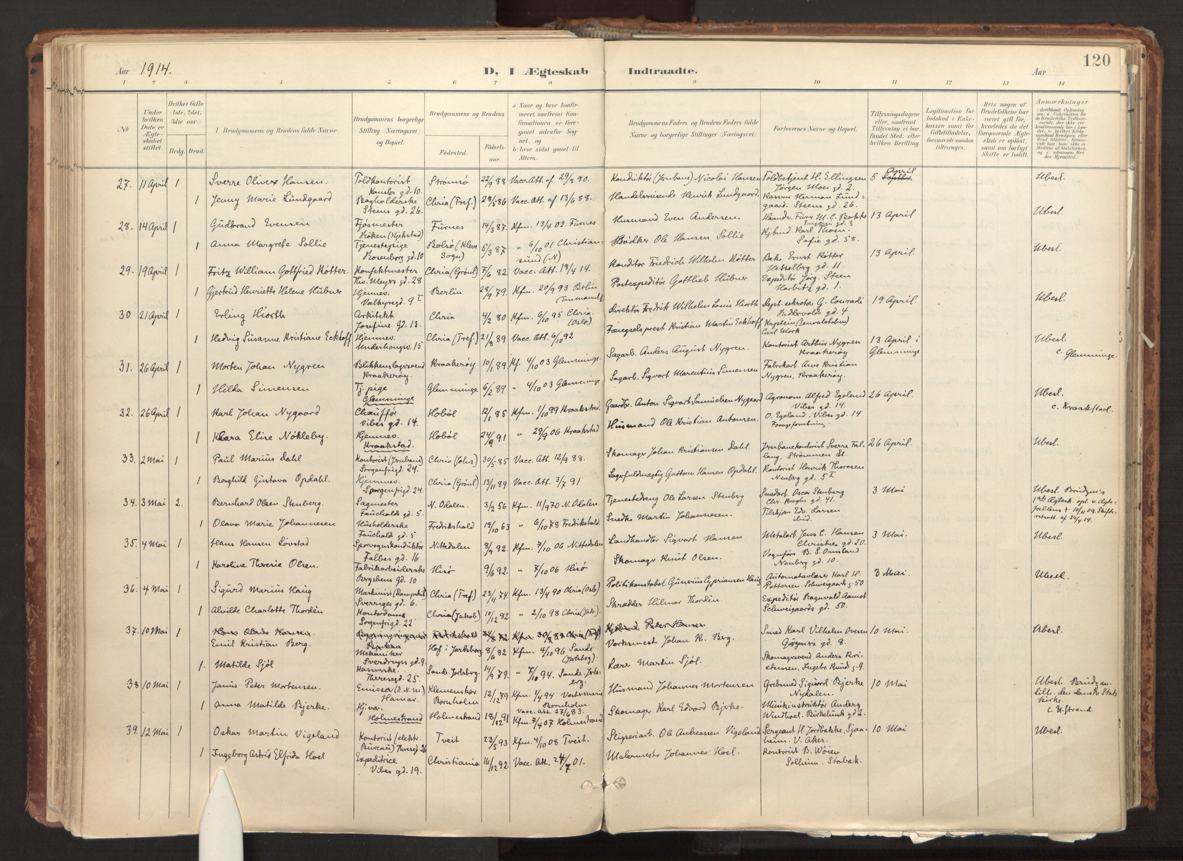 Fagerborg prestekontor Kirkebøker, AV/SAO-A-10844/F/Fa/L0003: Parish register (official) no. 3, 1898-1916, p. 120