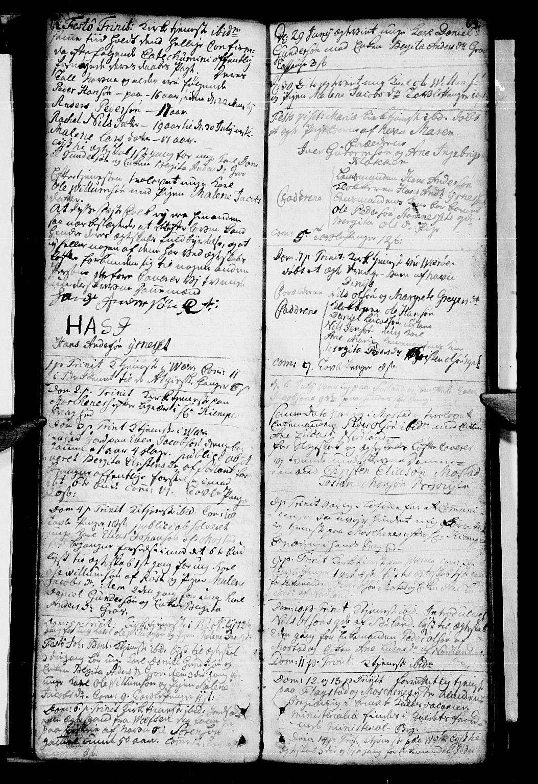 Ministerialprotokoller, klokkerbøker og fødselsregistre - Nordland, AV/SAT-A-1459/807/L0118: Parish register (official) no. 807A01, 1752-1798, p. 62-63