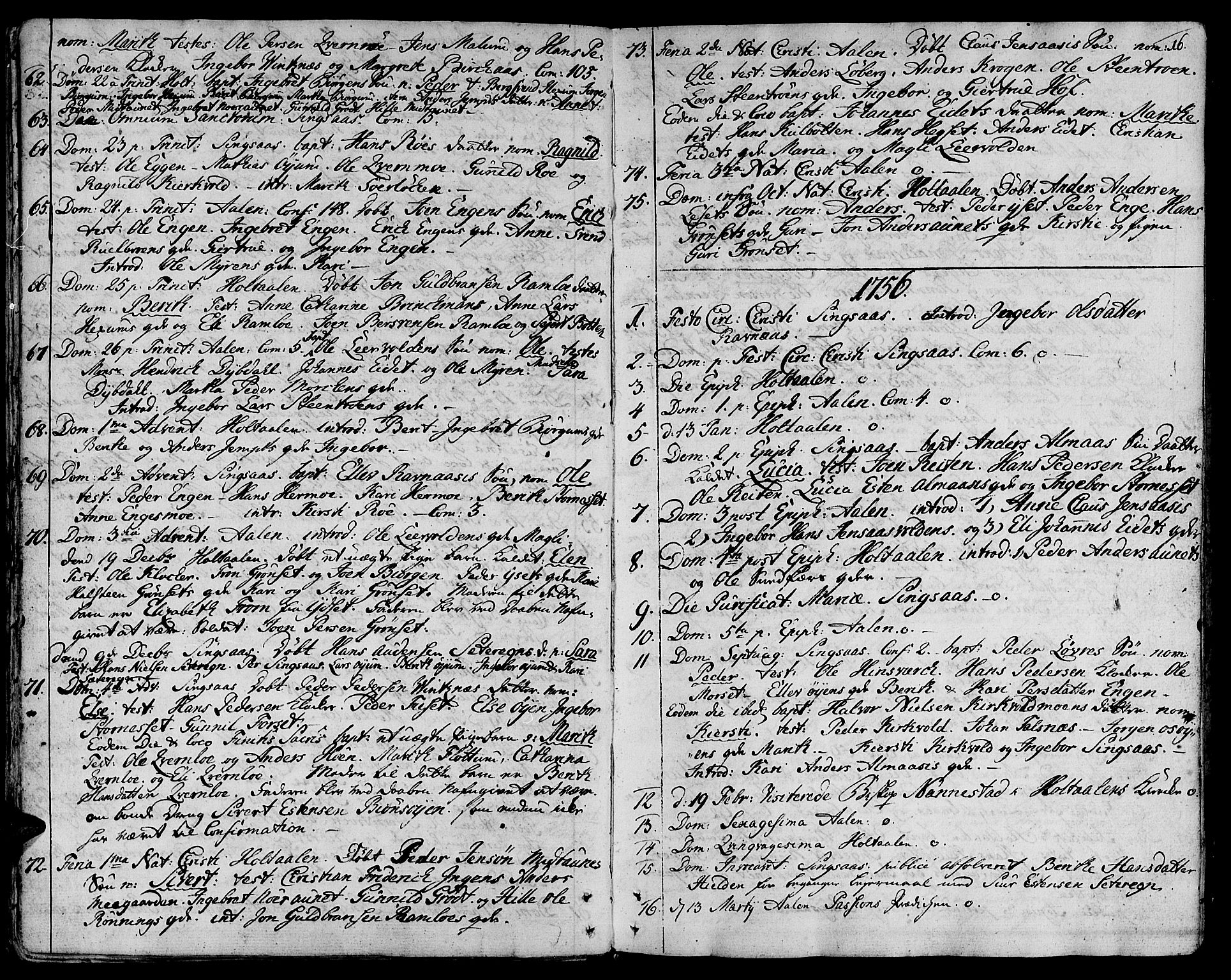 Ministerialprotokoller, klokkerbøker og fødselsregistre - Sør-Trøndelag, SAT/A-1456/685/L0952: Parish register (official) no. 685A01, 1745-1804, p. 16