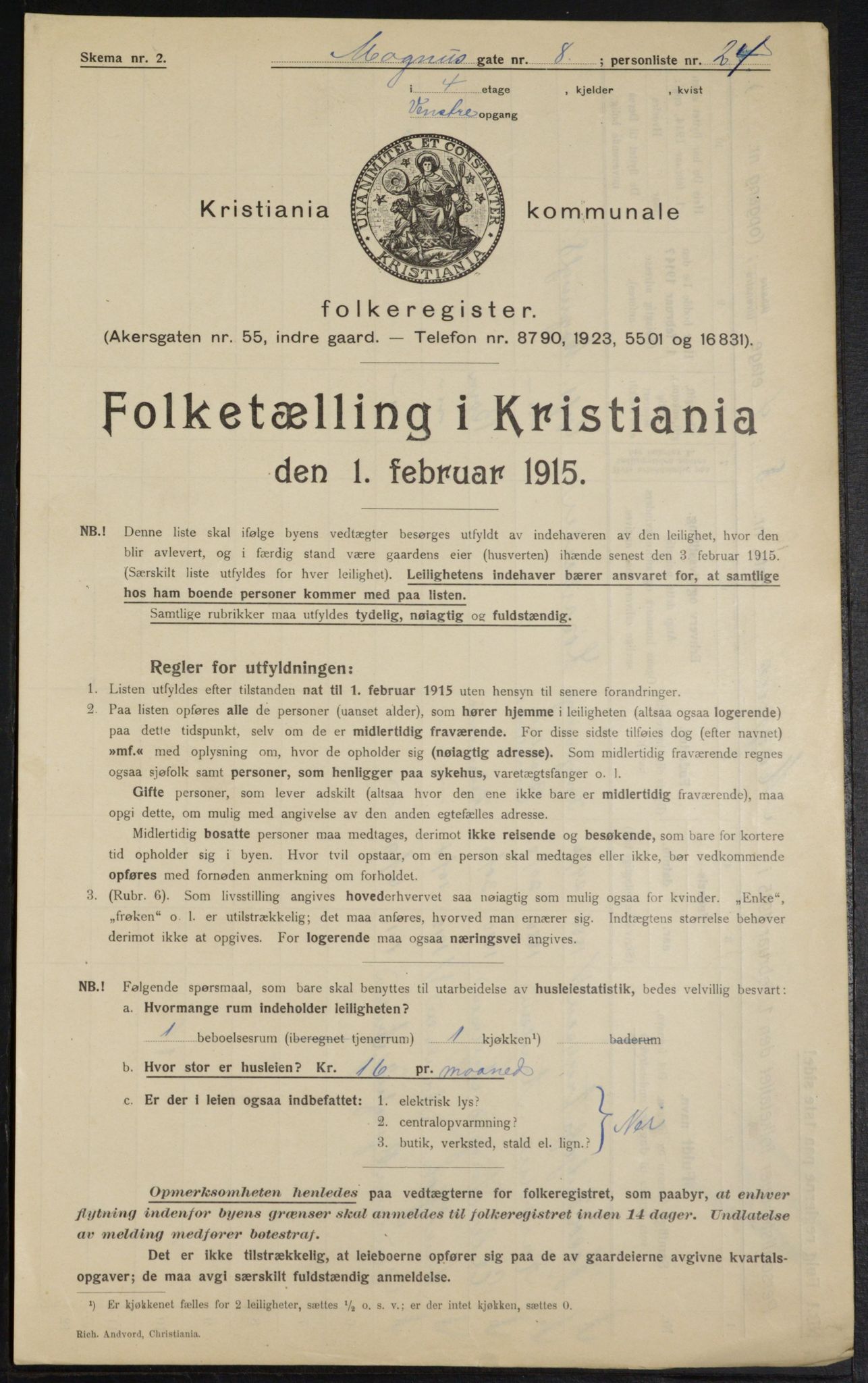 OBA, Municipal Census 1915 for Kristiania, 1915, p. 58978