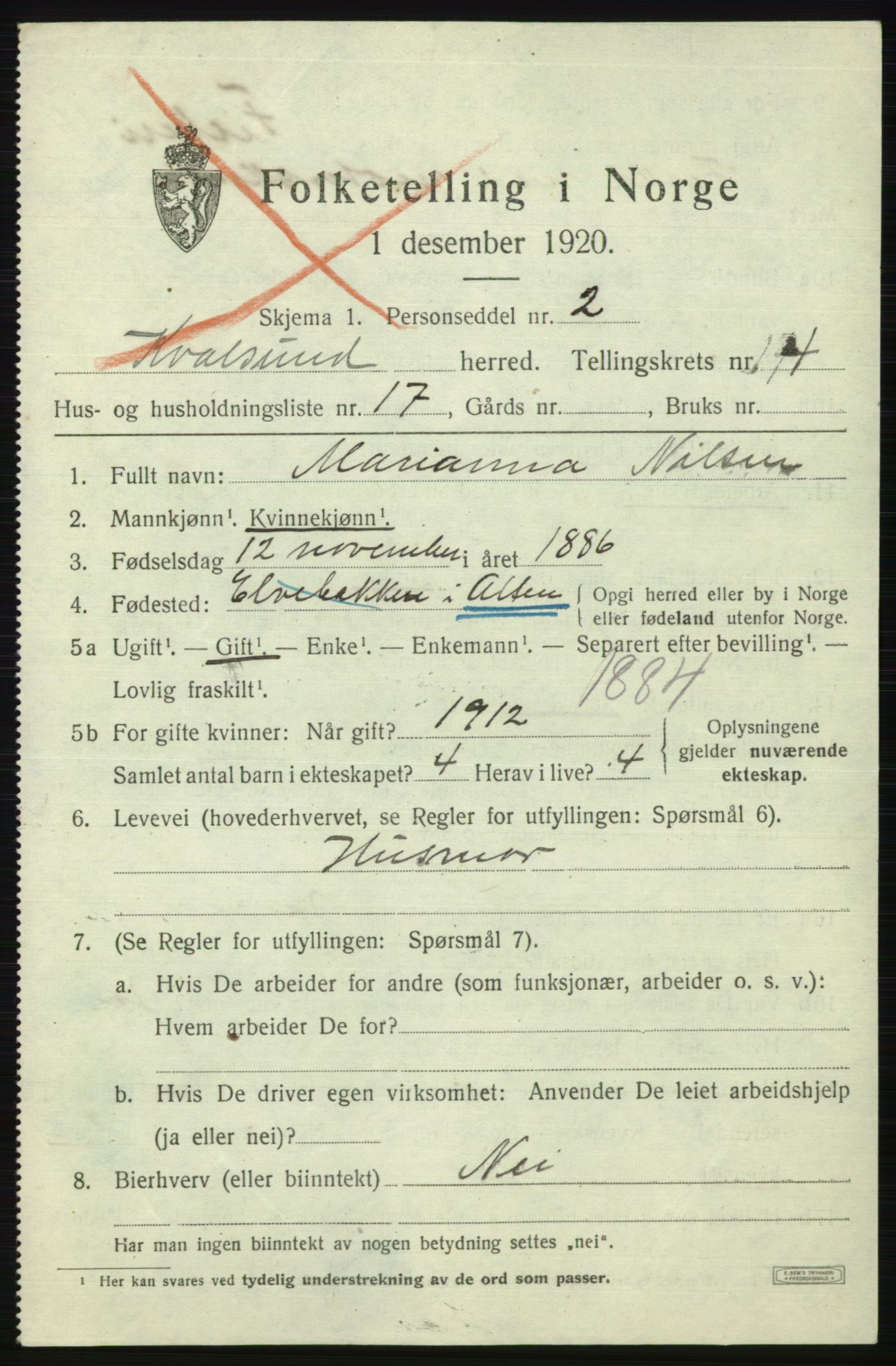 SATØ, 1920 census for , 1920, p. 1570