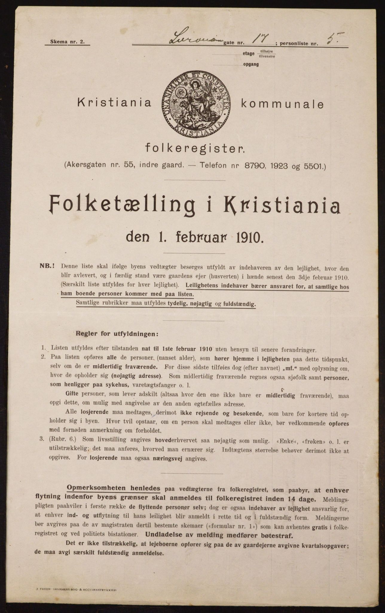 OBA, Municipal Census 1910 for Kristiania, 1910, p. 55552