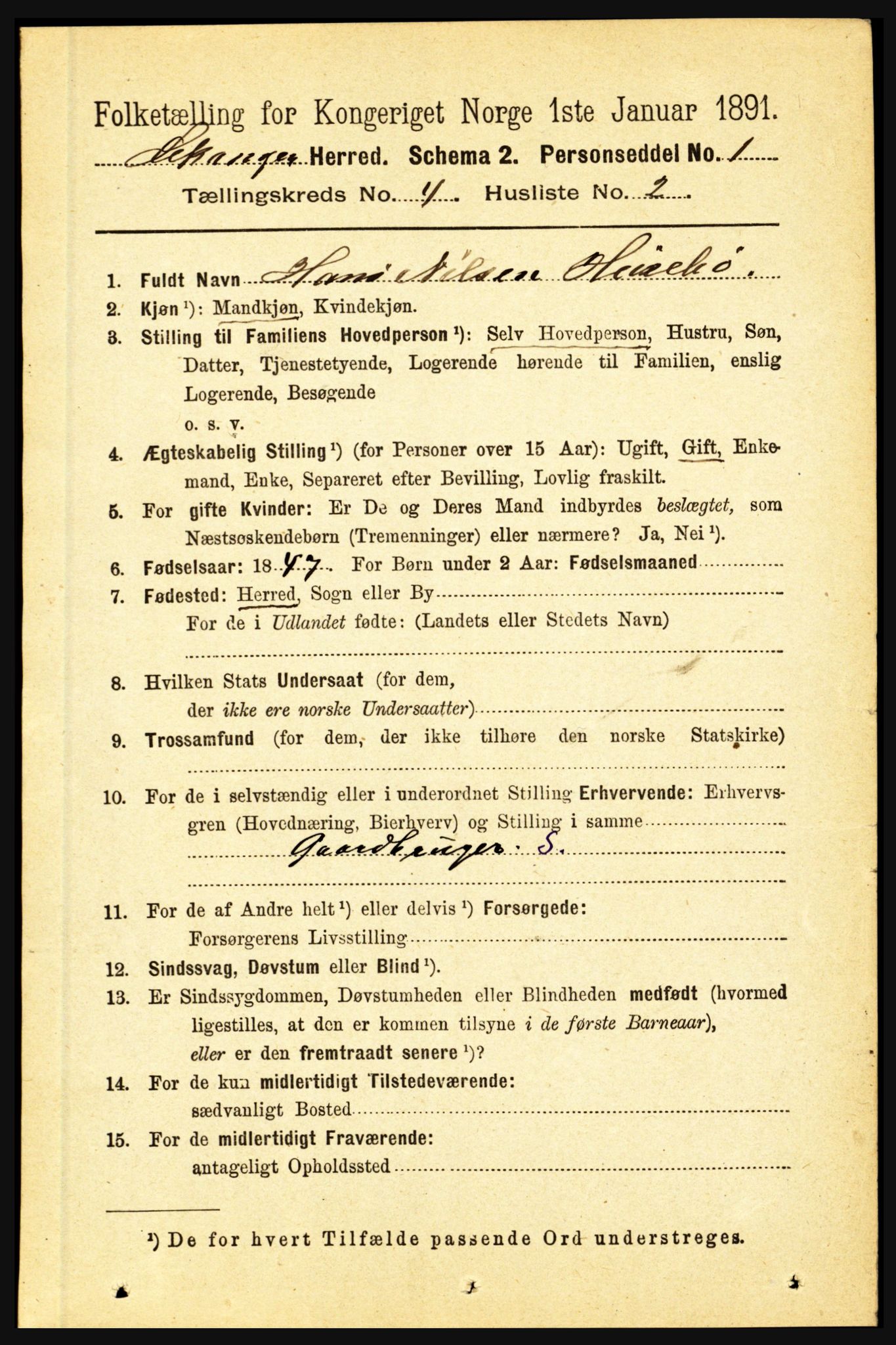 RA, 1891 census for 1419 Leikanger, 1891, p. 568