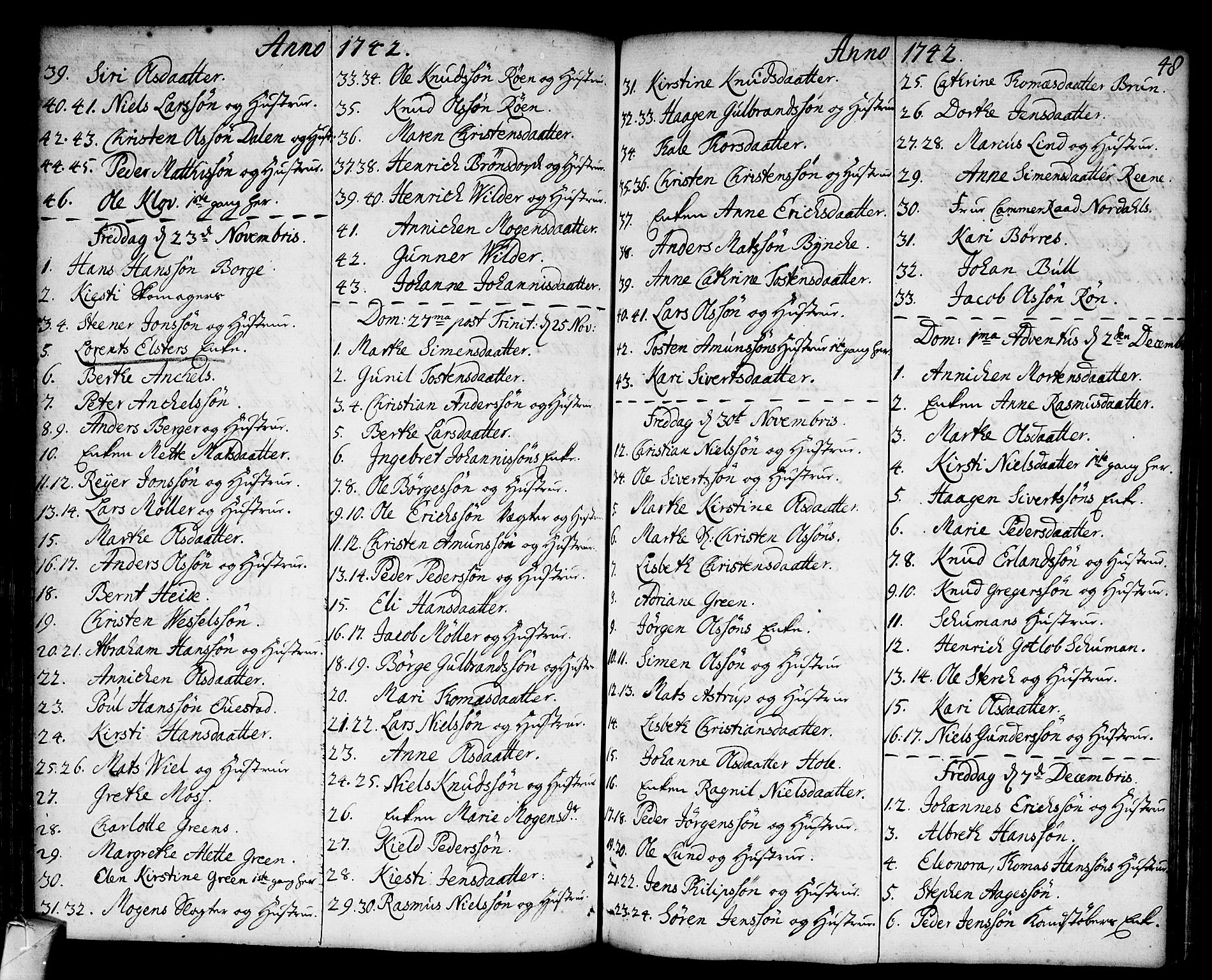 Strømsø kirkebøker, SAKO/A-246/F/Fa/L0006: Parish register (official) no. I 6, 1740-1747, p. 48