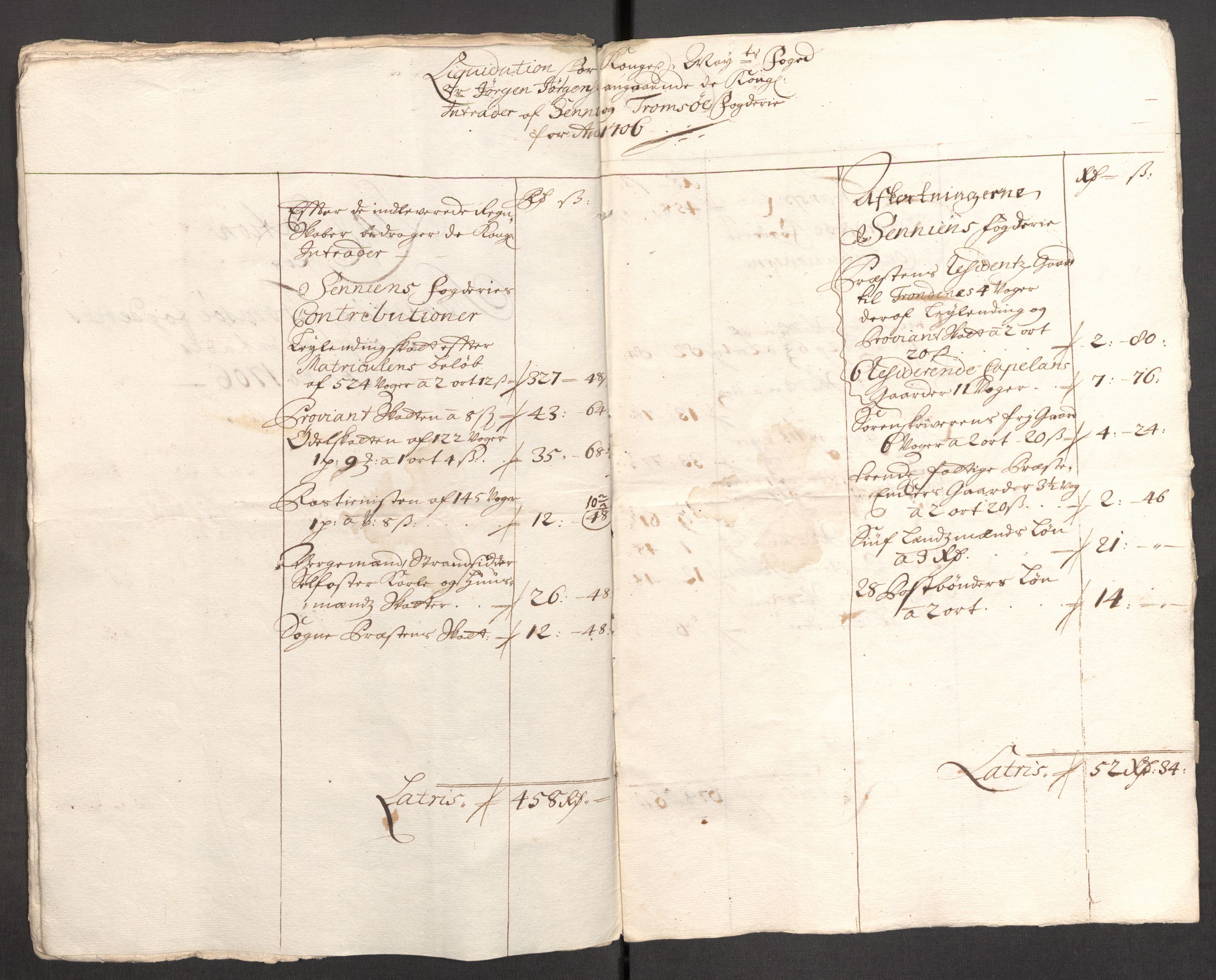 Rentekammeret inntil 1814, Reviderte regnskaper, Fogderegnskap, AV/RA-EA-4092/R68/L4756: Fogderegnskap Senja og Troms, 1705-1707, p. 92