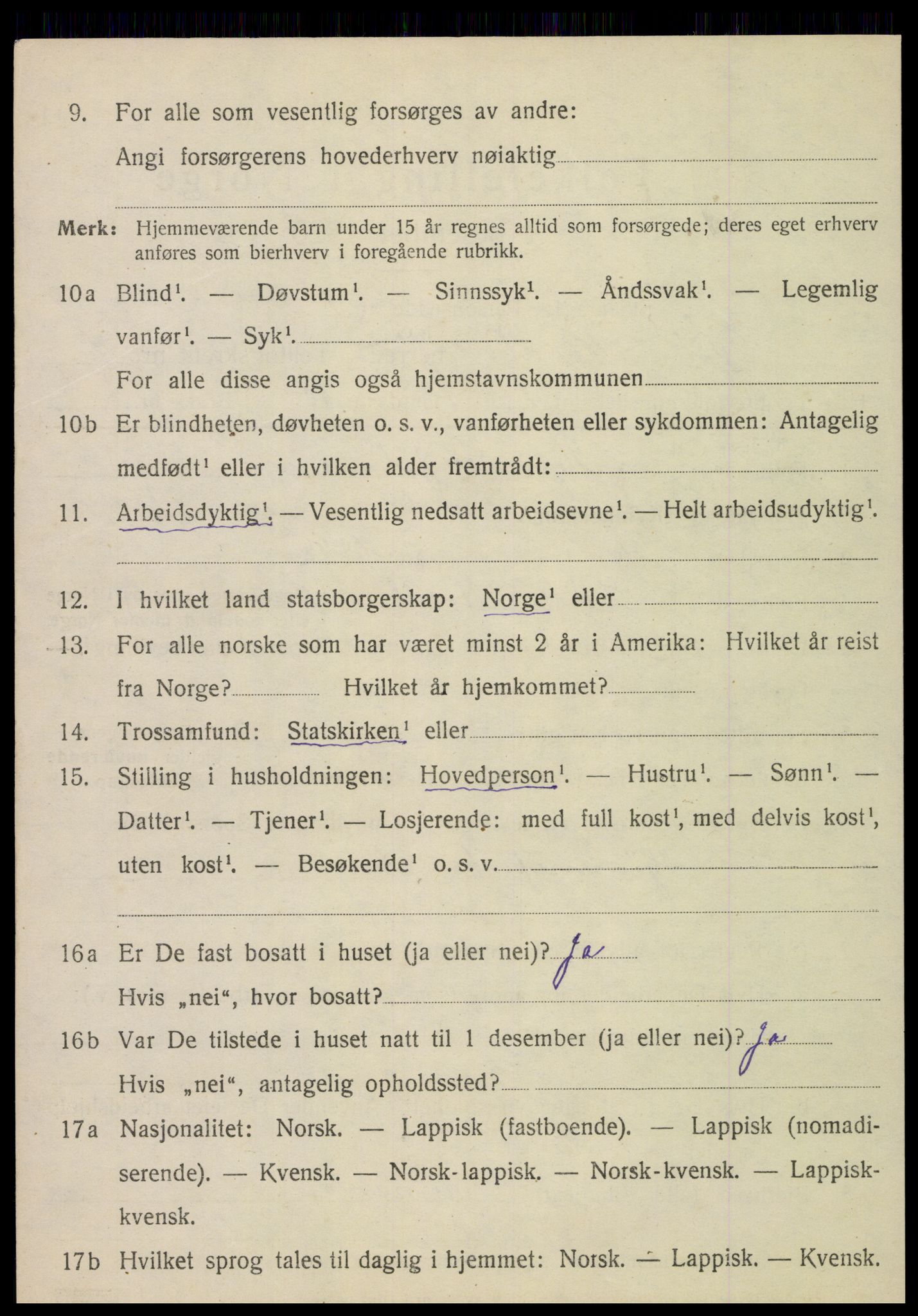 SAT, 1920 census for Vik, 1920, p. 4444