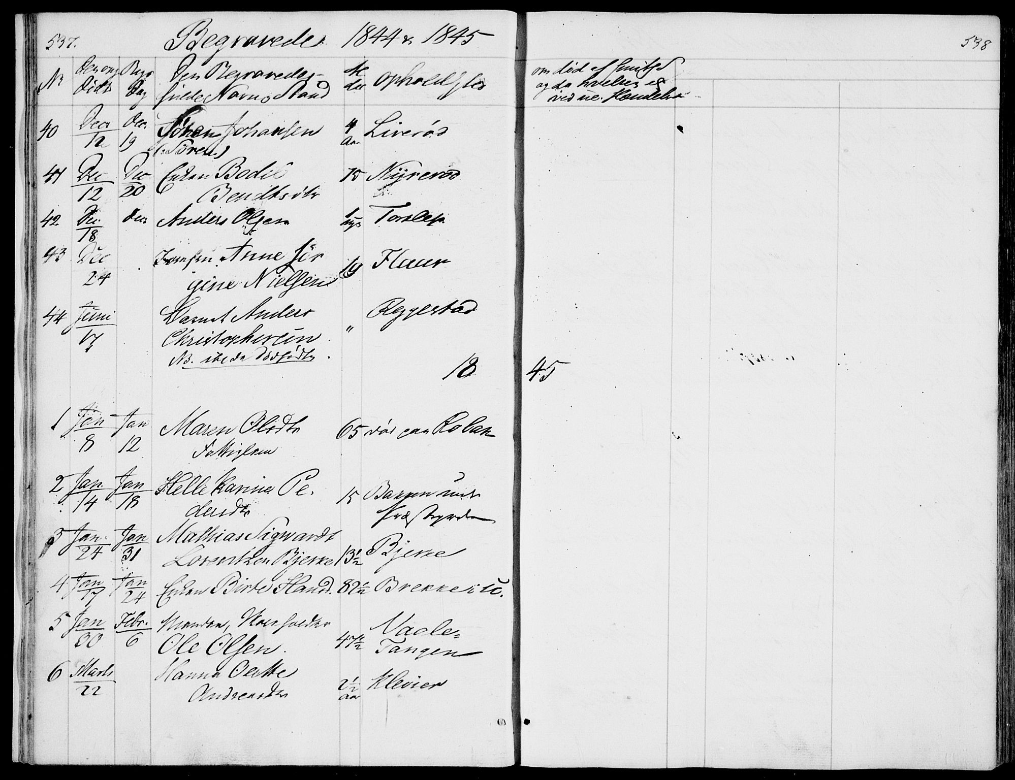 Våle kirkebøker, AV/SAKO-A-334/F/Fa/L0009b: Parish register (official) no. I 9B, 1841-1860, p. 537-538