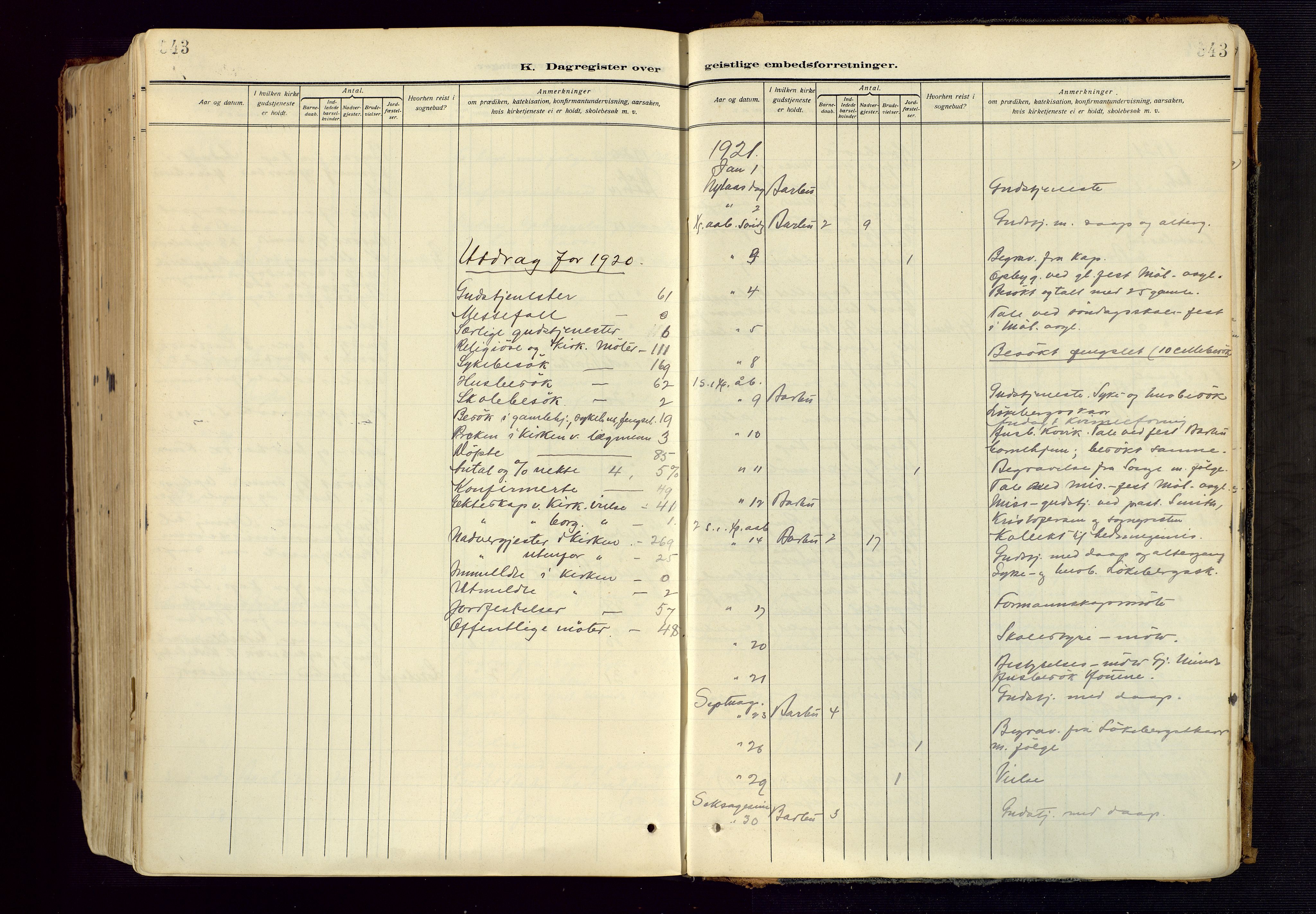 Barbu sokneprestkontor, AV/SAK-1111-0003/F/Fa/L0006: Parish register (official) no. A 6, 1910-1929, p. 543