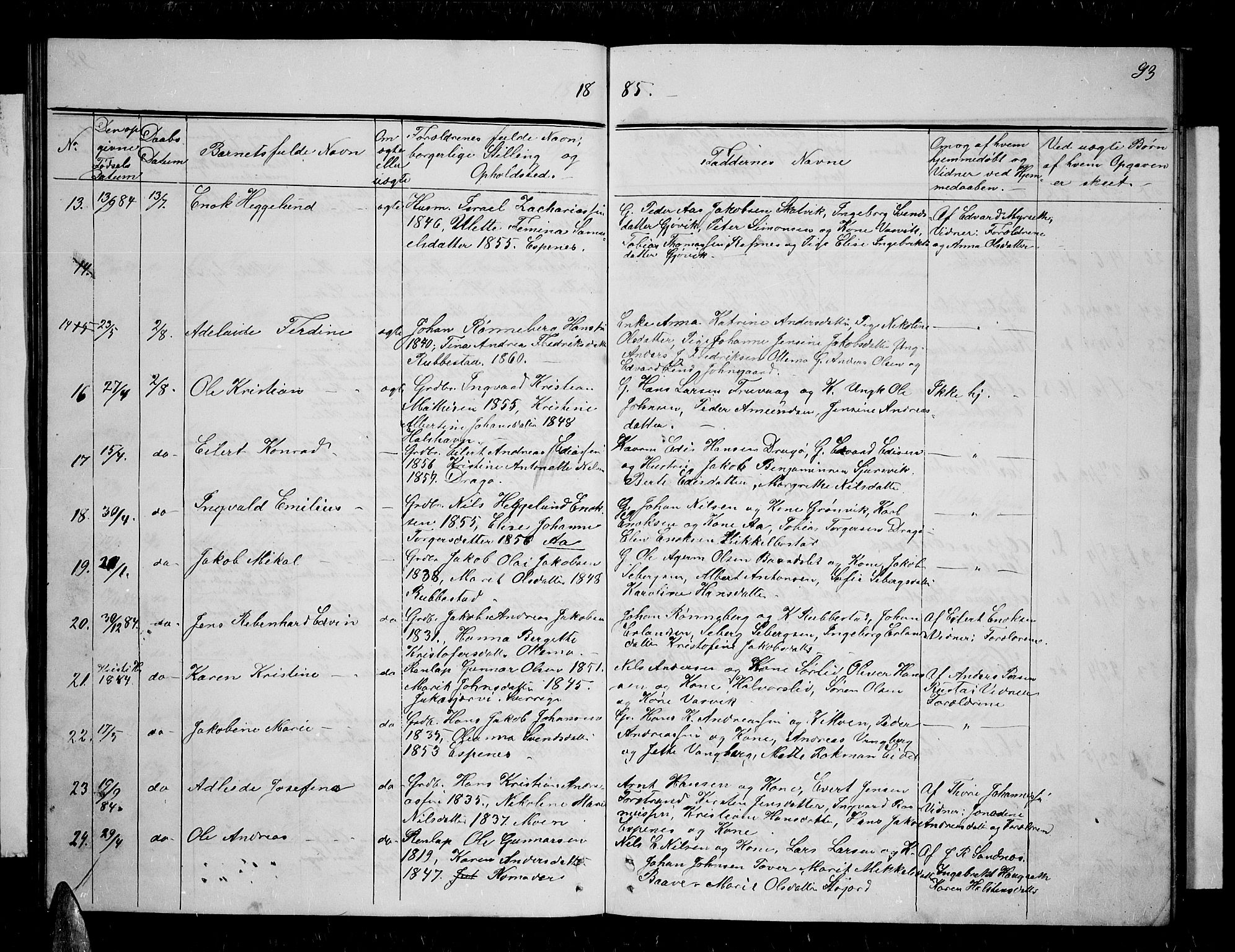 Tranøy sokneprestkontor, SATØ/S-1313/I/Ia/Iab/L0003klokker: Parish register (copy) no. 3, 1861-1887, p. 93