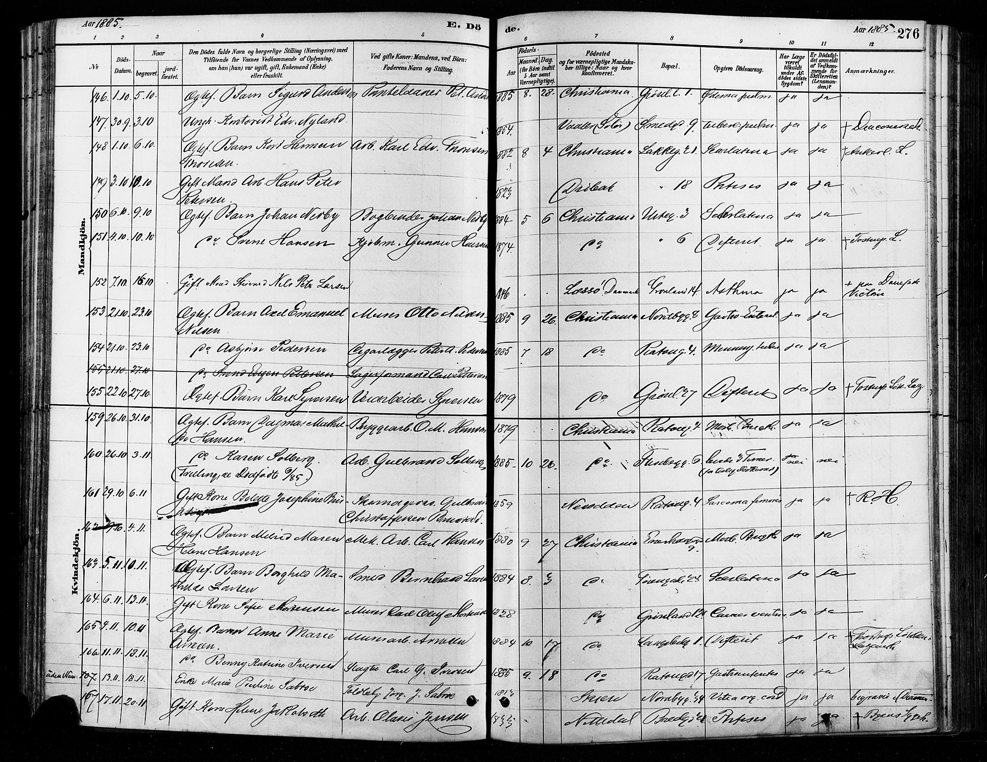 Grønland prestekontor Kirkebøker, AV/SAO-A-10848/F/Fa/L0008: Parish register (official) no. 8, 1881-1893, p. 276