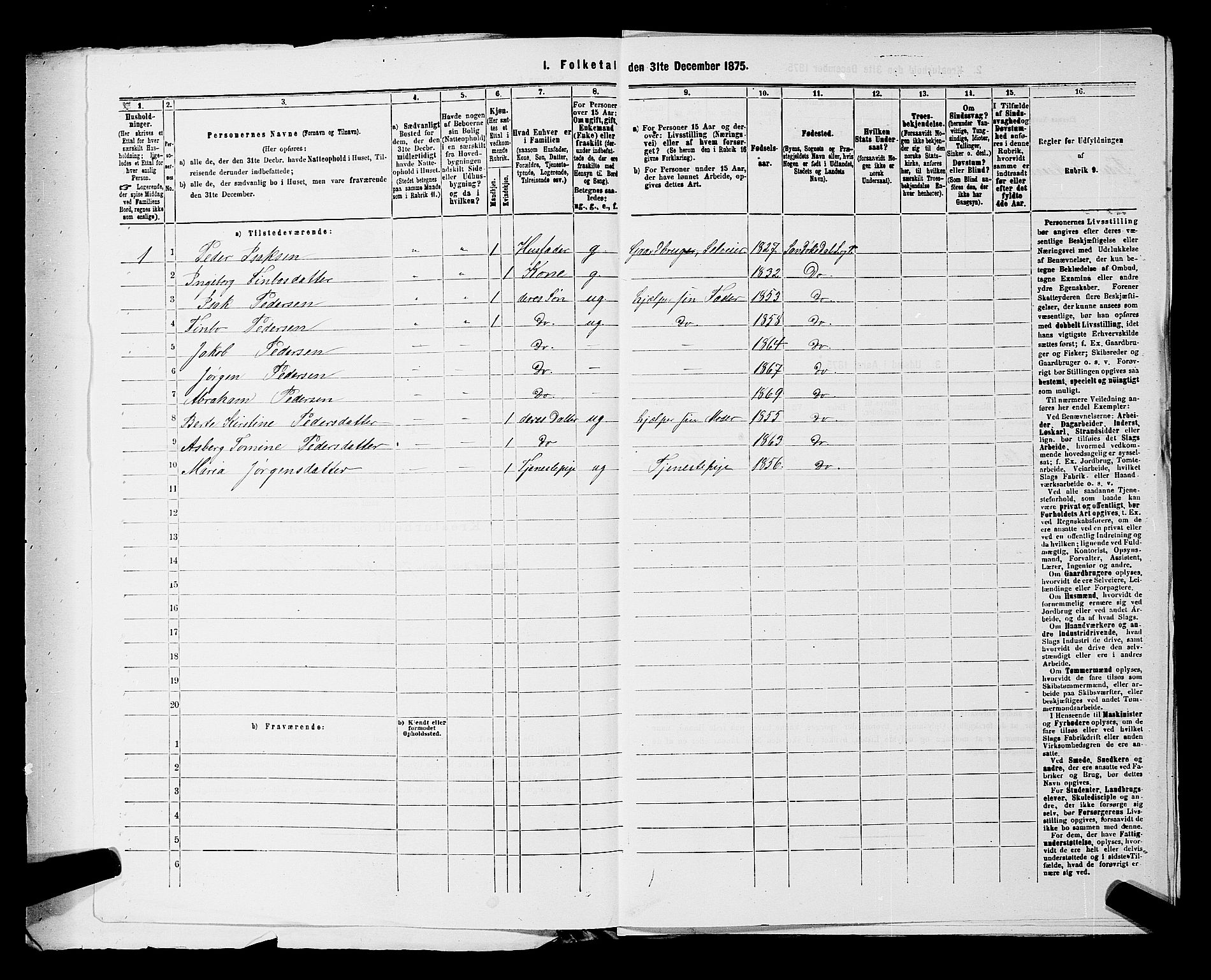 SAKO, 1875 census for 0816P Sannidal, 1875, p. 315