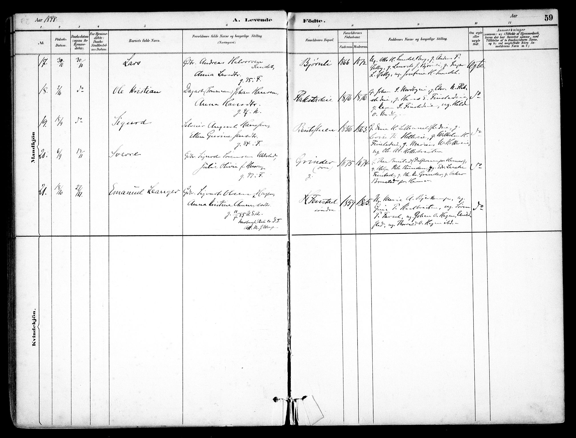 Nes prestekontor Kirkebøker, AV/SAO-A-10410/F/Fb/L0002: Parish register (official) no. II 2, 1883-1918, p. 59