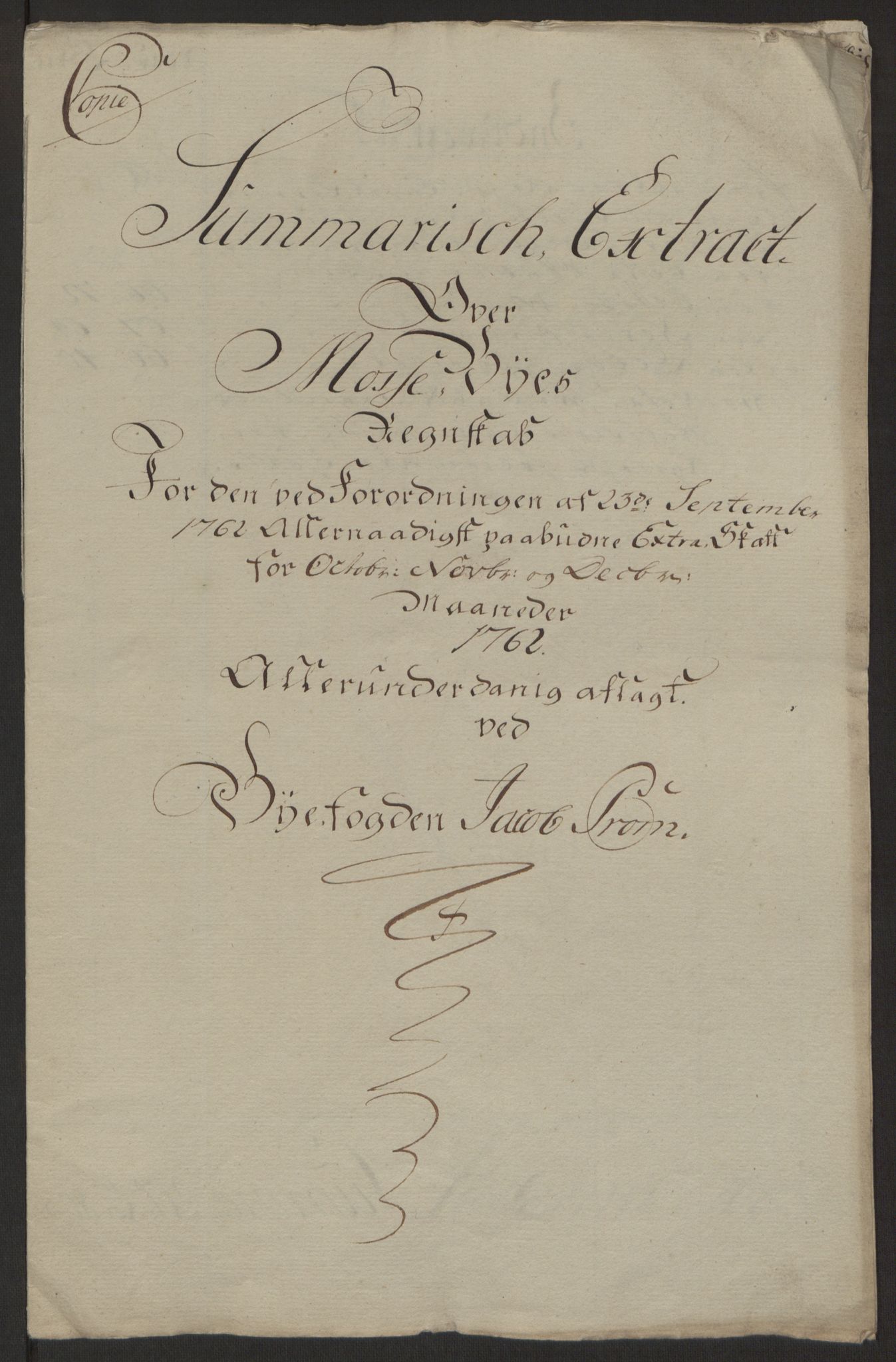 Rentekammeret inntil 1814, Reviderte regnskaper, Byregnskaper, AV/RA-EA-4066/R/Rc/L0042/0001: [C1] Kontribusjonsregnskap / Ekstraskatt, 1762-1765, p. 6