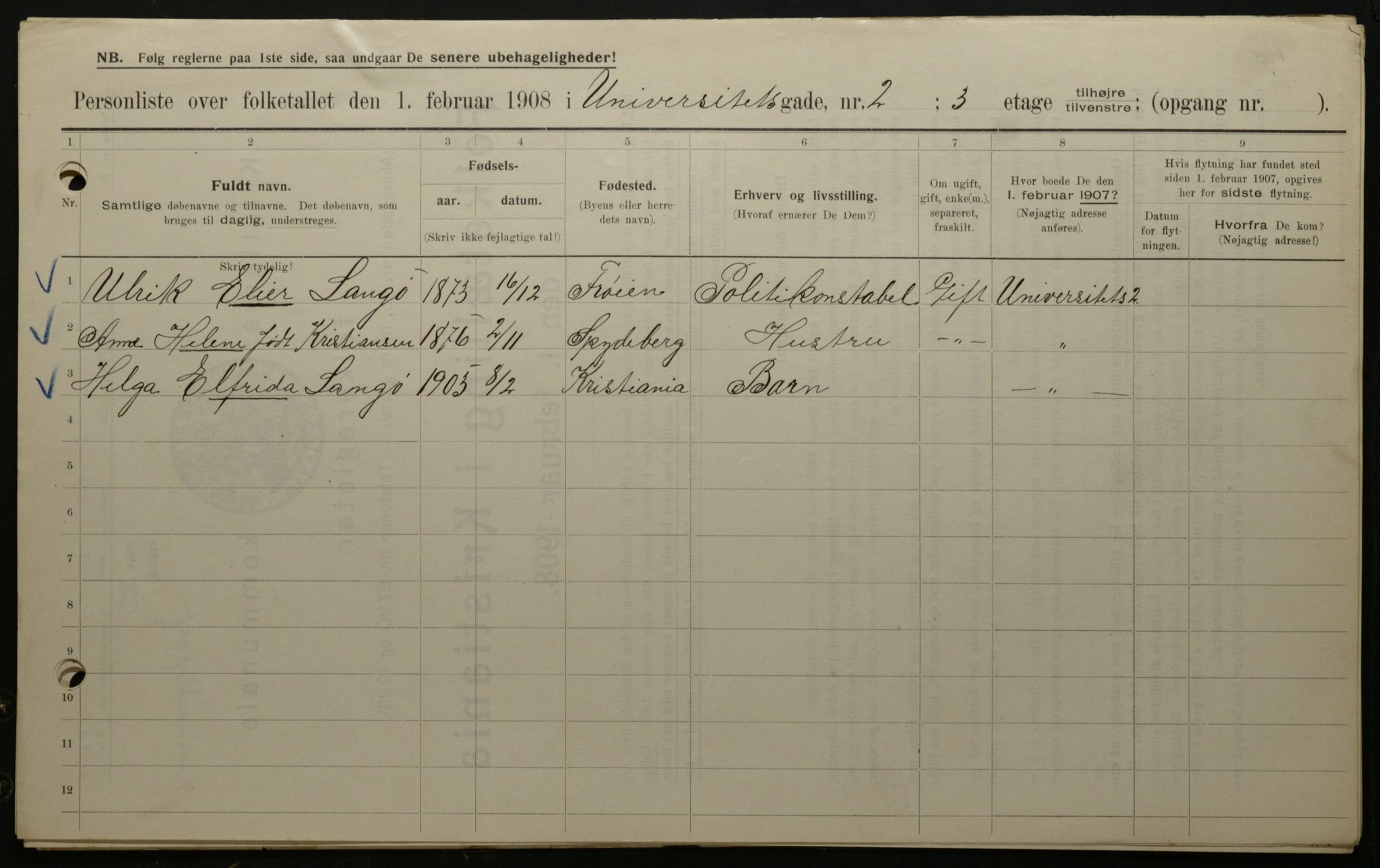 OBA, Municipal Census 1908 for Kristiania, 1908, p. 107641