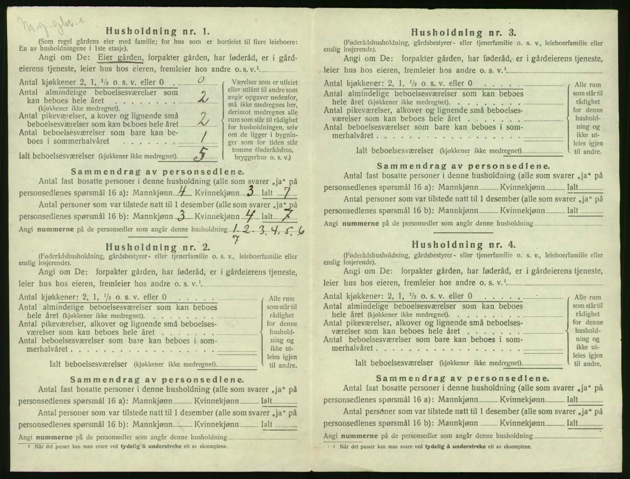 SAT, 1920 census for Grytten, 1920, p. 831