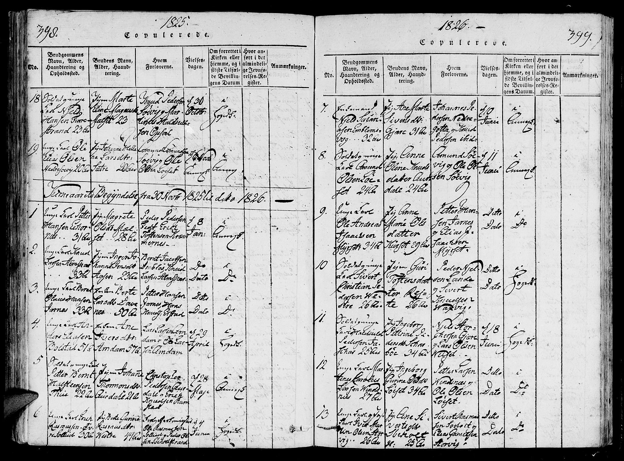Ministerialprotokoller, klokkerbøker og fødselsregistre - Møre og Romsdal, SAT/A-1454/522/L0310: Parish register (official) no. 522A05, 1816-1832, p. 398-399