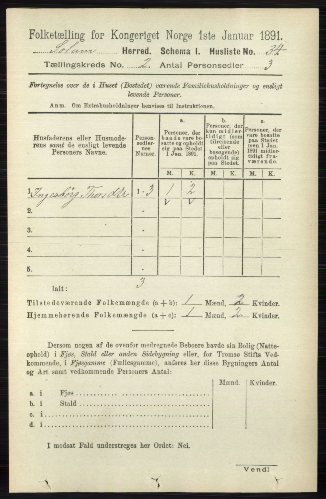 RA, 1891 census for 0818 Solum, 1891, p. 112