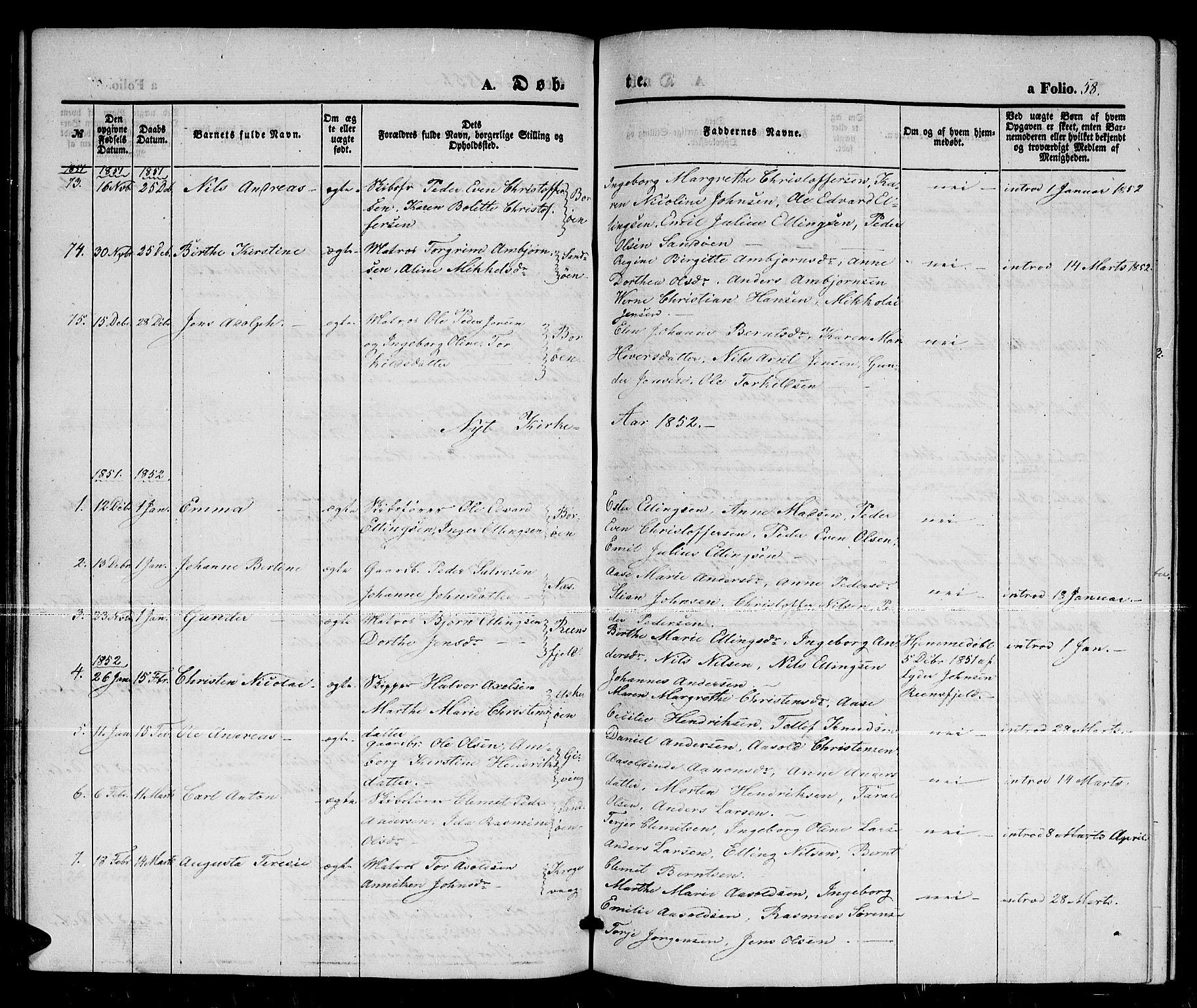 Dypvåg sokneprestkontor, AV/SAK-1111-0007/F/Fb/Fba/L0010: Parish register (copy) no. B 10, 1842-1857, p. 58