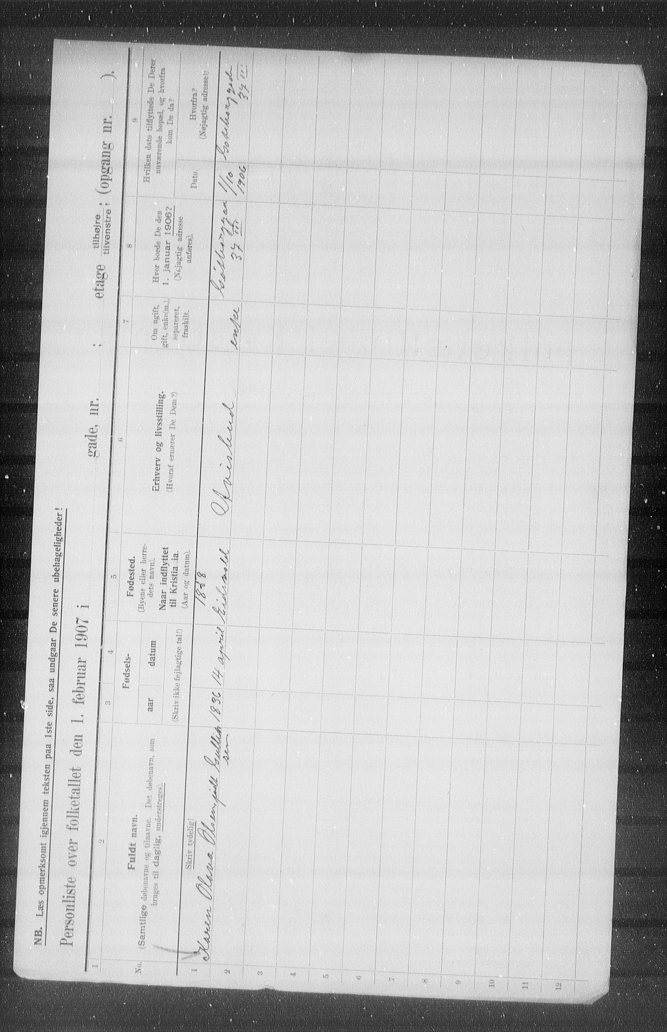 OBA, Municipal Census 1907 for Kristiania, 1907, p. 29603