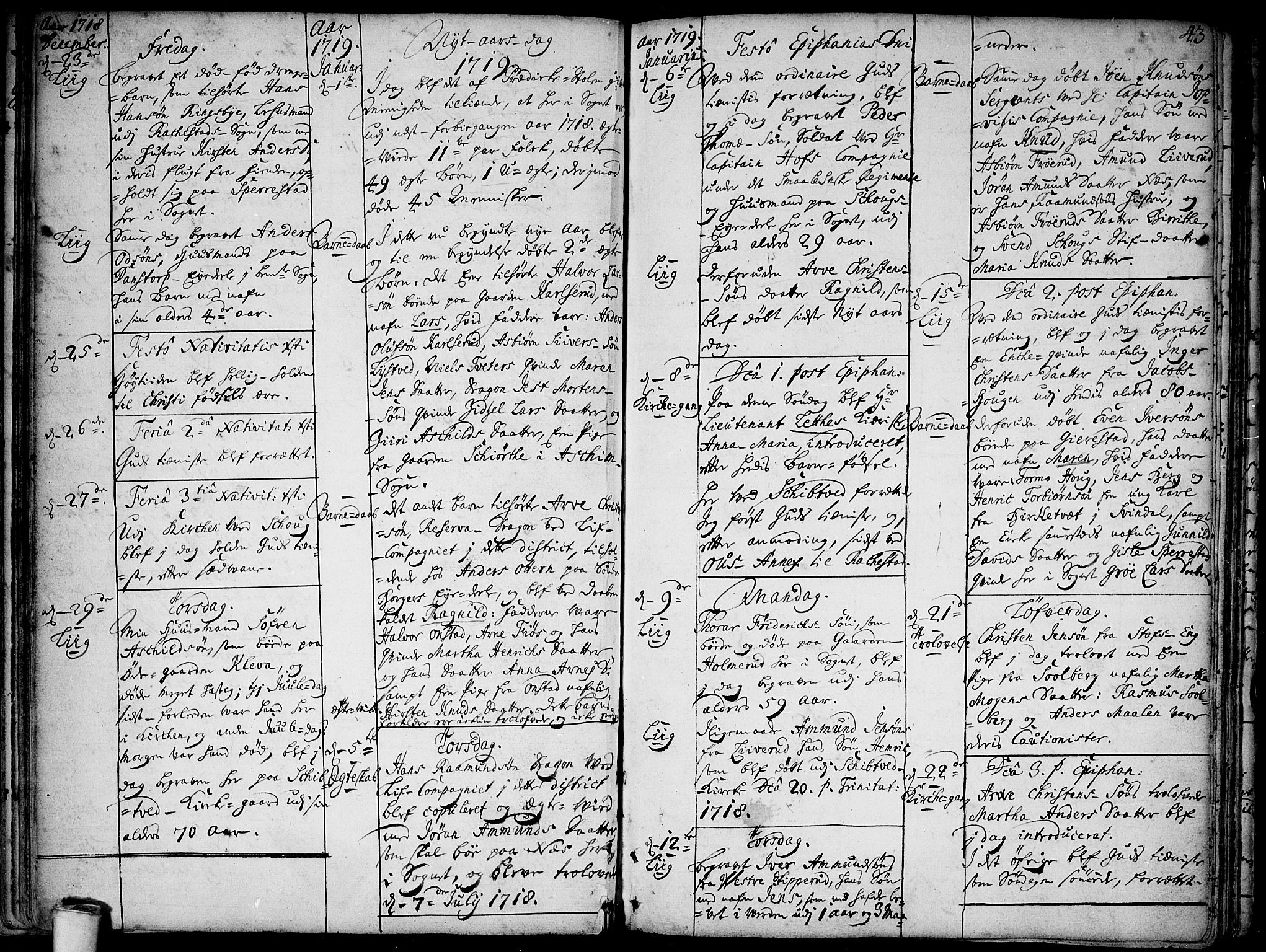 Skiptvet prestekontor Kirkebøker, SAO/A-20009/F/Fa/L0001: Parish register (official) no. 1, 1715-1723, p. 43