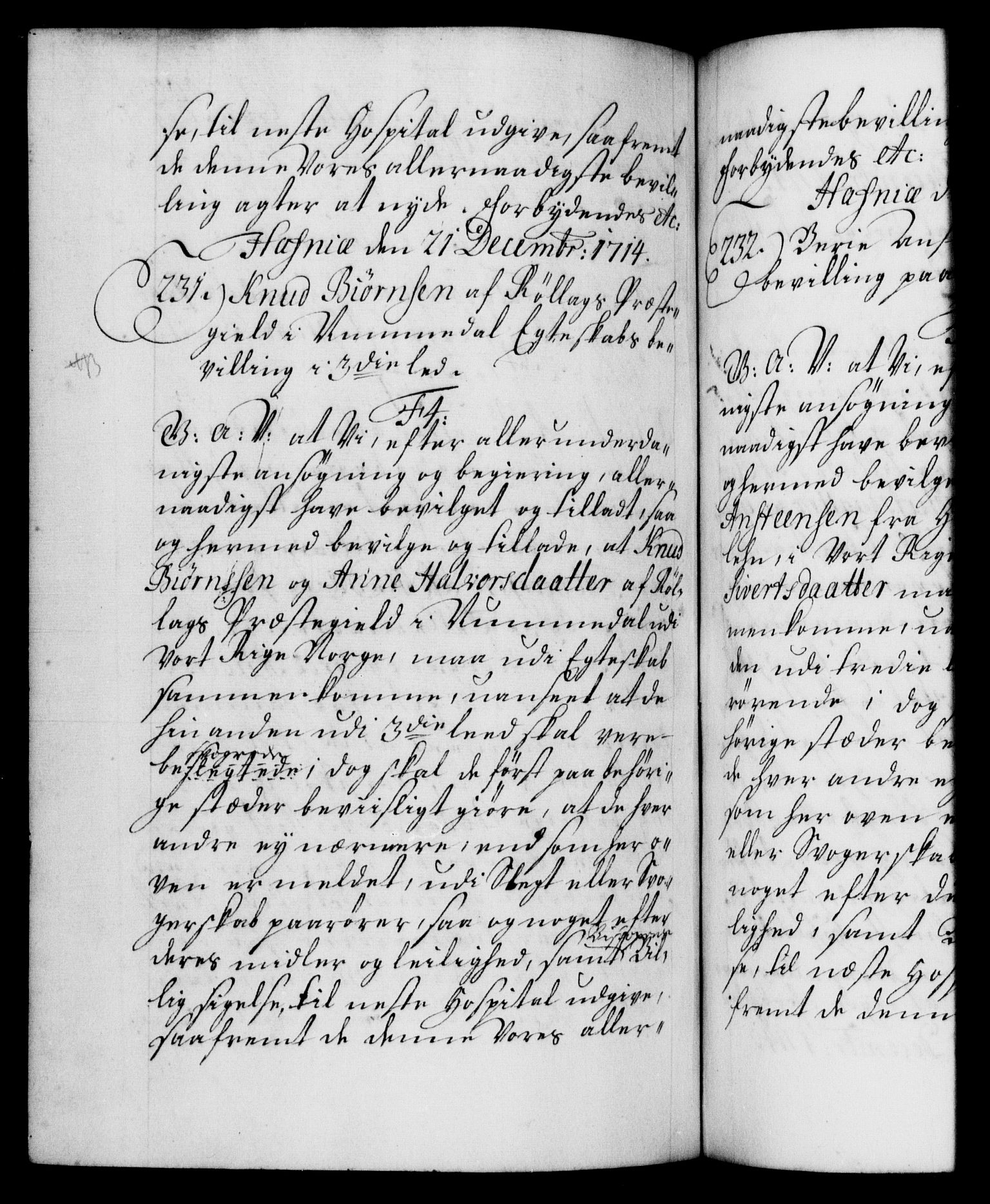 Danske Kanselli 1572-1799, AV/RA-EA-3023/F/Fc/Fca/Fcaa/L0021: Norske registre, 1712-1715, p. 402b