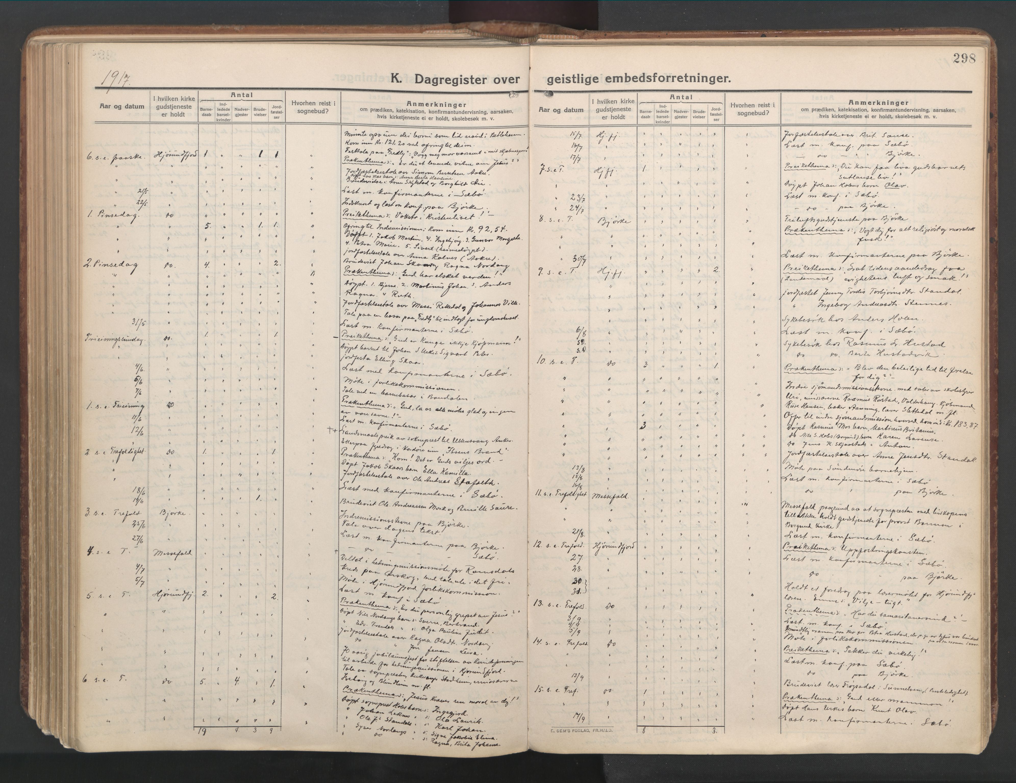 Ministerialprotokoller, klokkerbøker og fødselsregistre - Møre og Romsdal, AV/SAT-A-1454/515/L0212: Parish register (official) no. 515A08, 1911-1935, p. 298