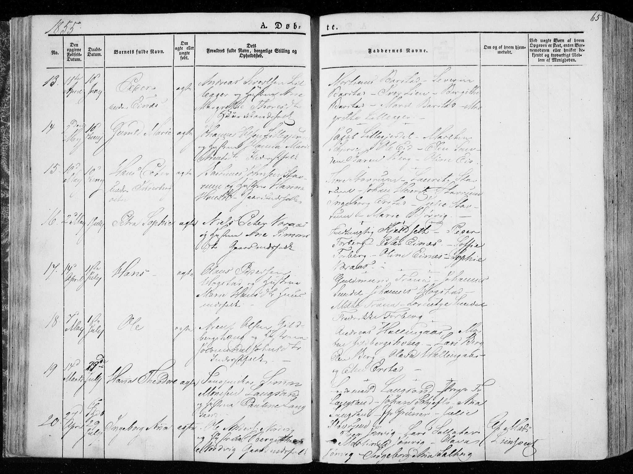 Ministerialprotokoller, klokkerbøker og fødselsregistre - Nord-Trøndelag, AV/SAT-A-1458/722/L0218: Parish register (official) no. 722A05, 1843-1868, p. 65