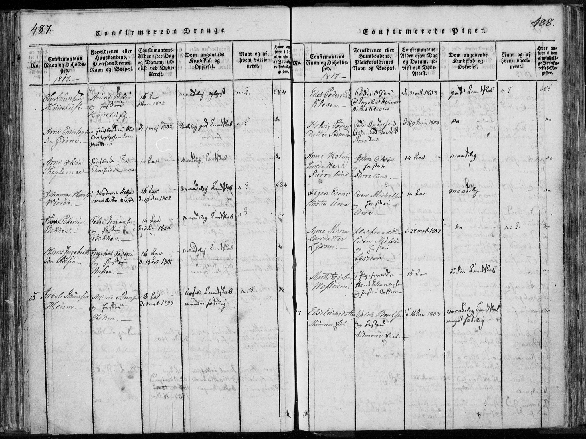 Hedrum kirkebøker, AV/SAKO-A-344/F/Fa/L0004: Parish register (official) no. I 4, 1817-1835, p. 487-488