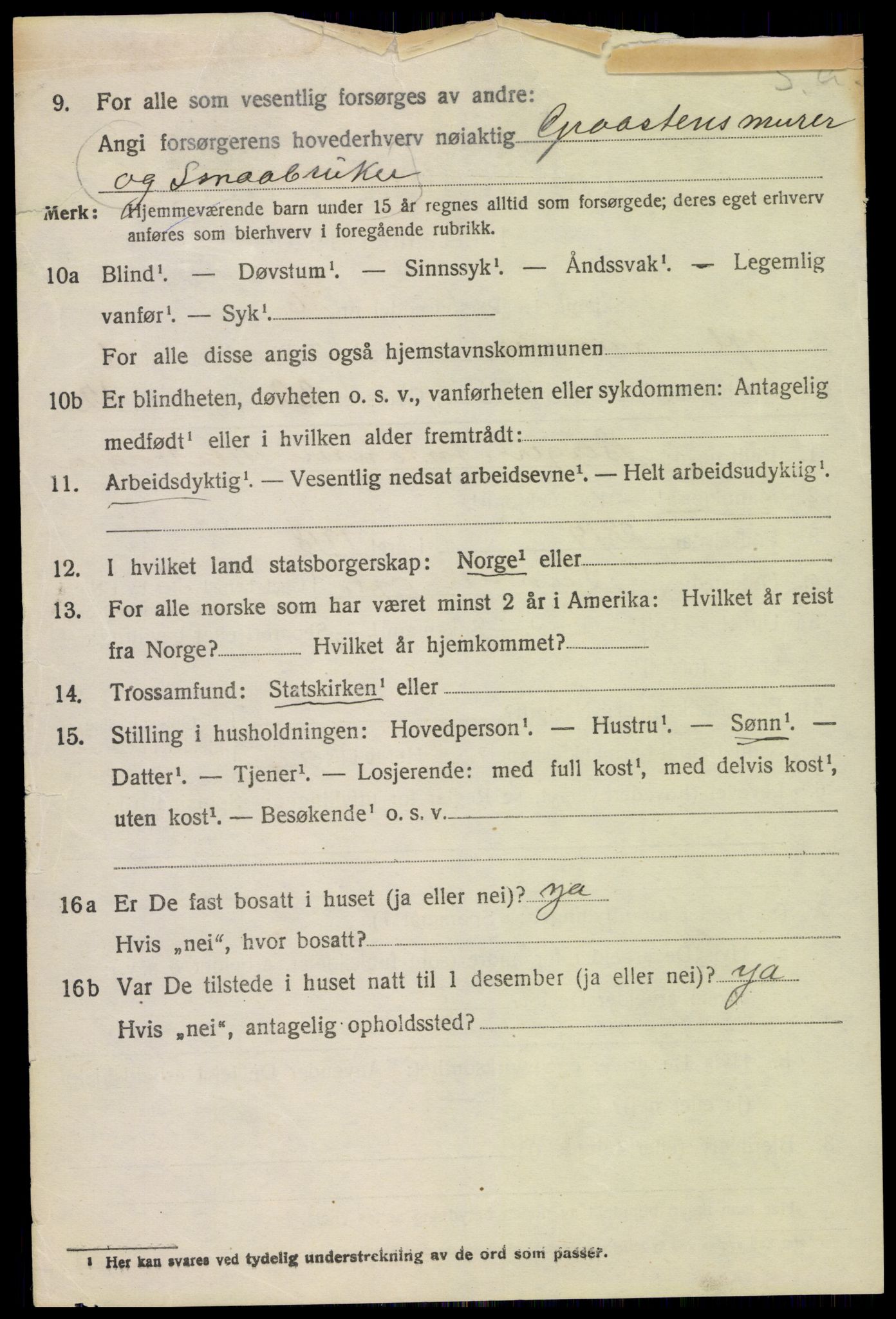 SAH, 1920 census for Lunner, 1920, p. 2866