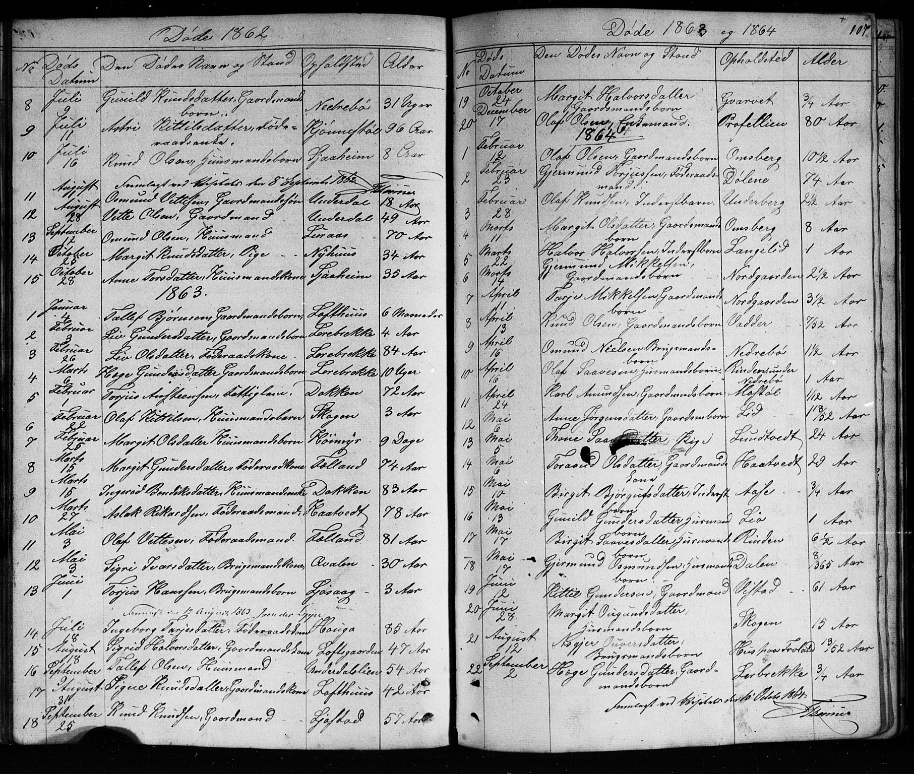 Mo kirkebøker, SAKO/A-286/G/Ga/L0001: Parish register (copy) no. I 1, 1851-1891, p. 107