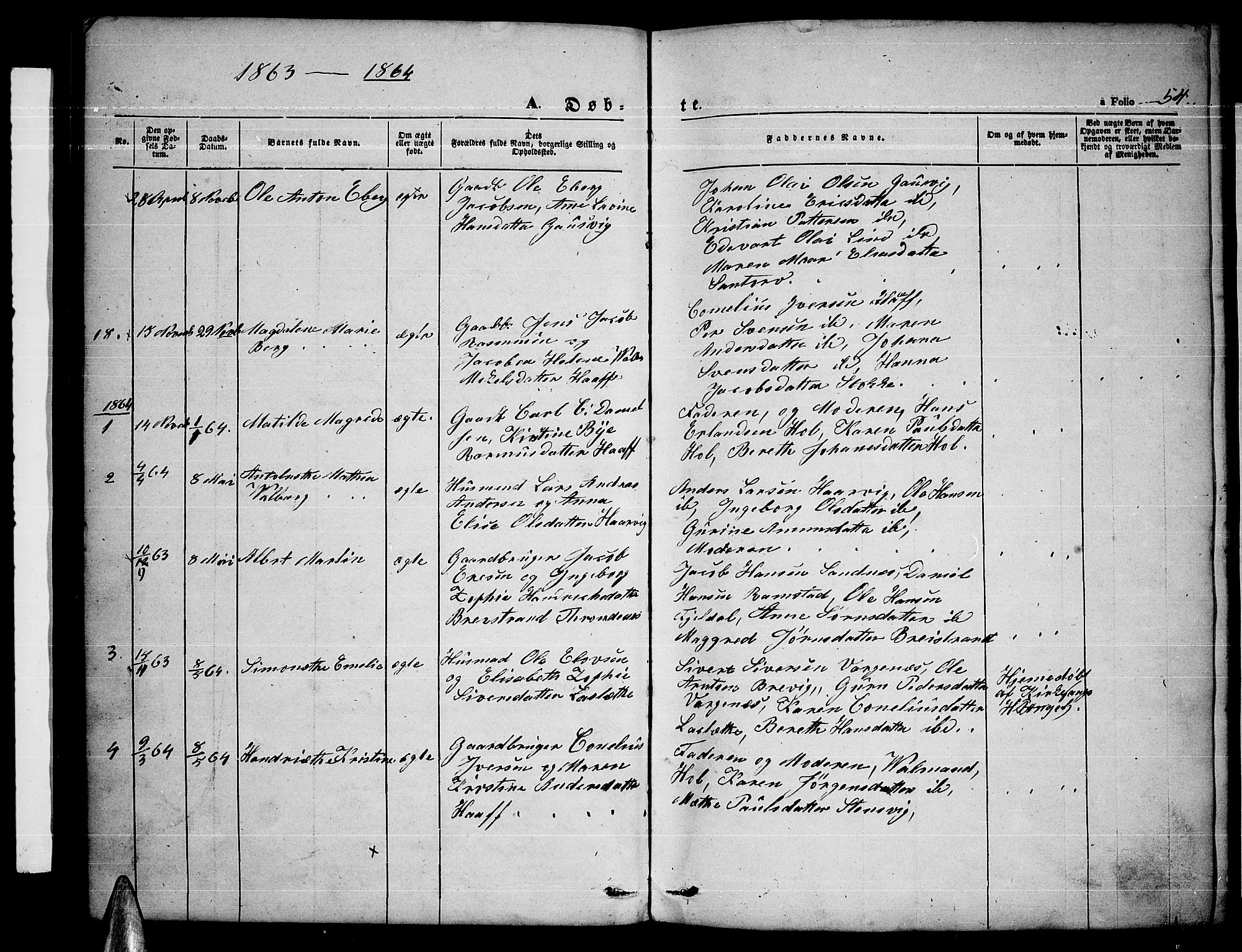 Ministerialprotokoller, klokkerbøker og fødselsregistre - Nordland, AV/SAT-A-1459/865/L0929: Parish register (copy) no. 865C01, 1840-1866, p. 54